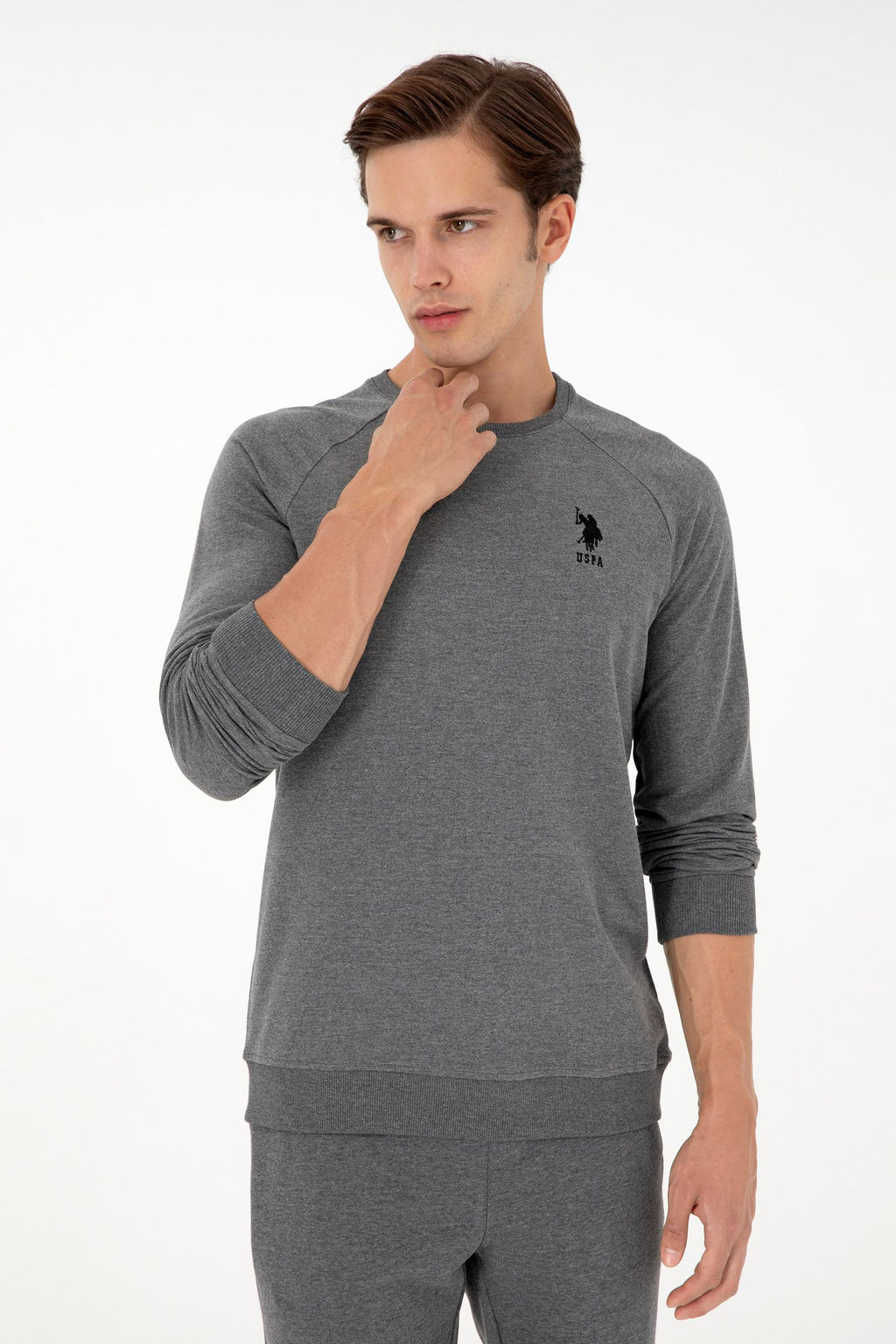 Erkek Antrasit Melanj Basic Sweatshirt