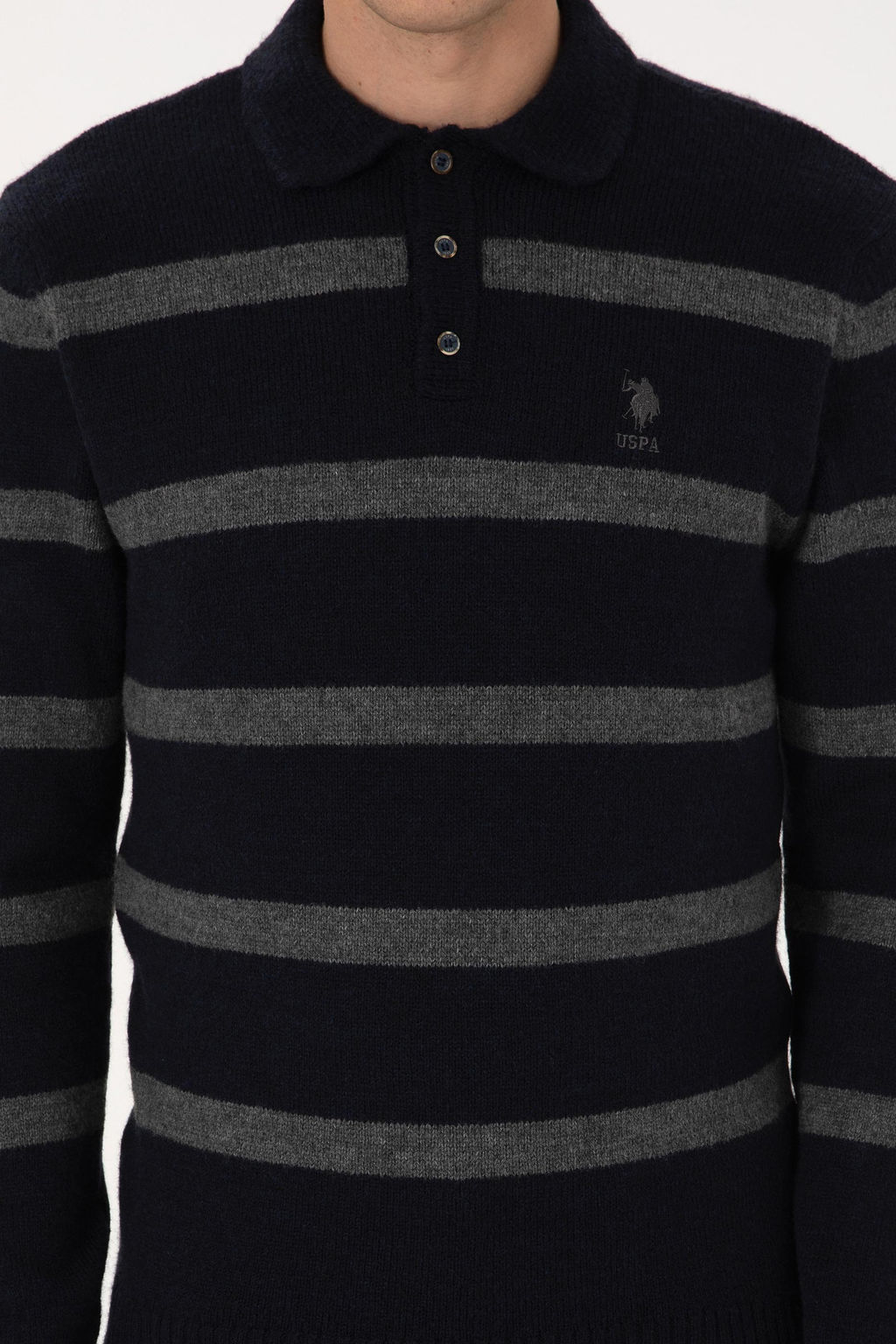 Erkek Regular Fit Polo Yaka Lacivert Kazak