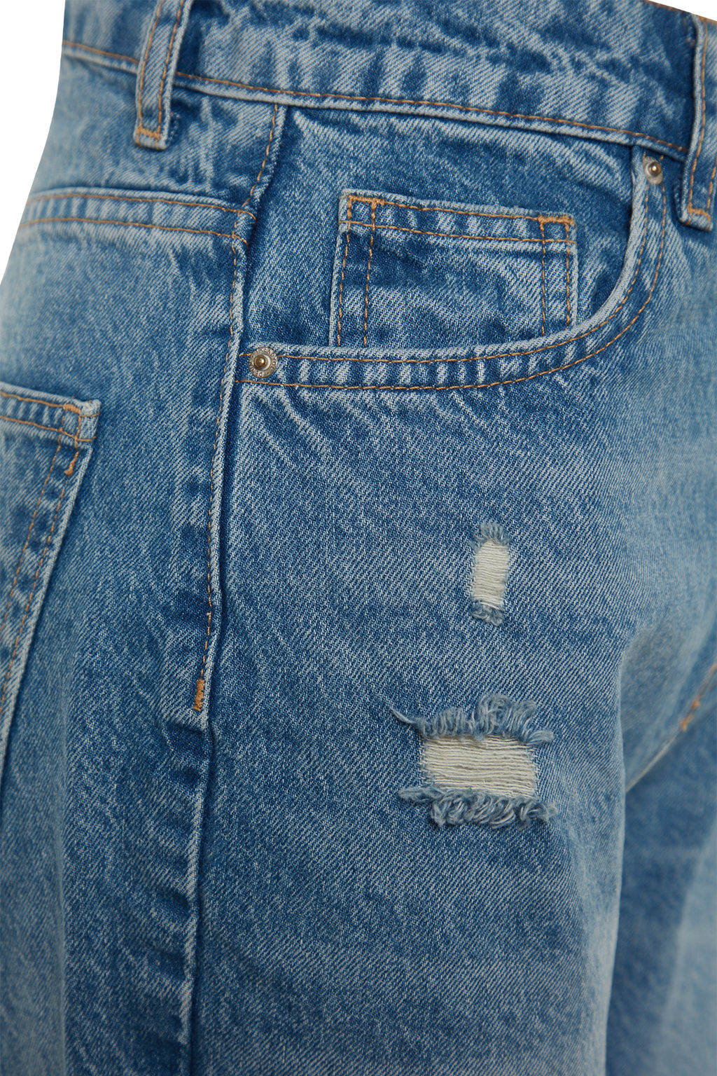 TRENDYOLMILLA Mavi Y?rt?kl? Yuksek Bel Uzun Straight Jeans TWOAW24JE00033