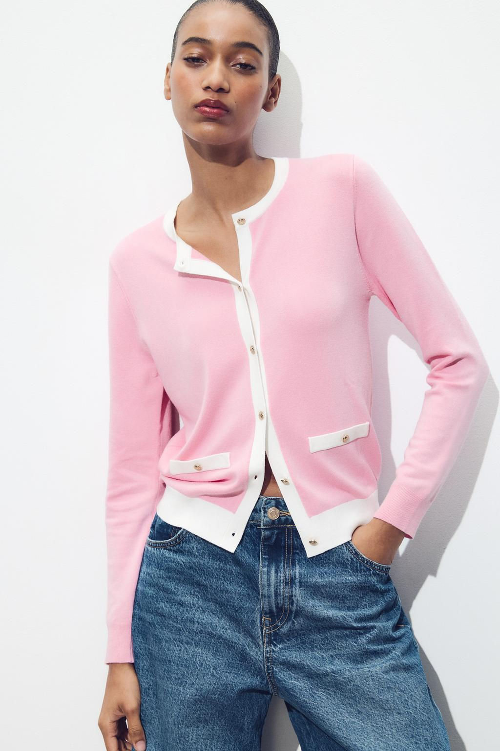 CONTRAST TRIM KNIT CARDIGAN - Zara фото 9