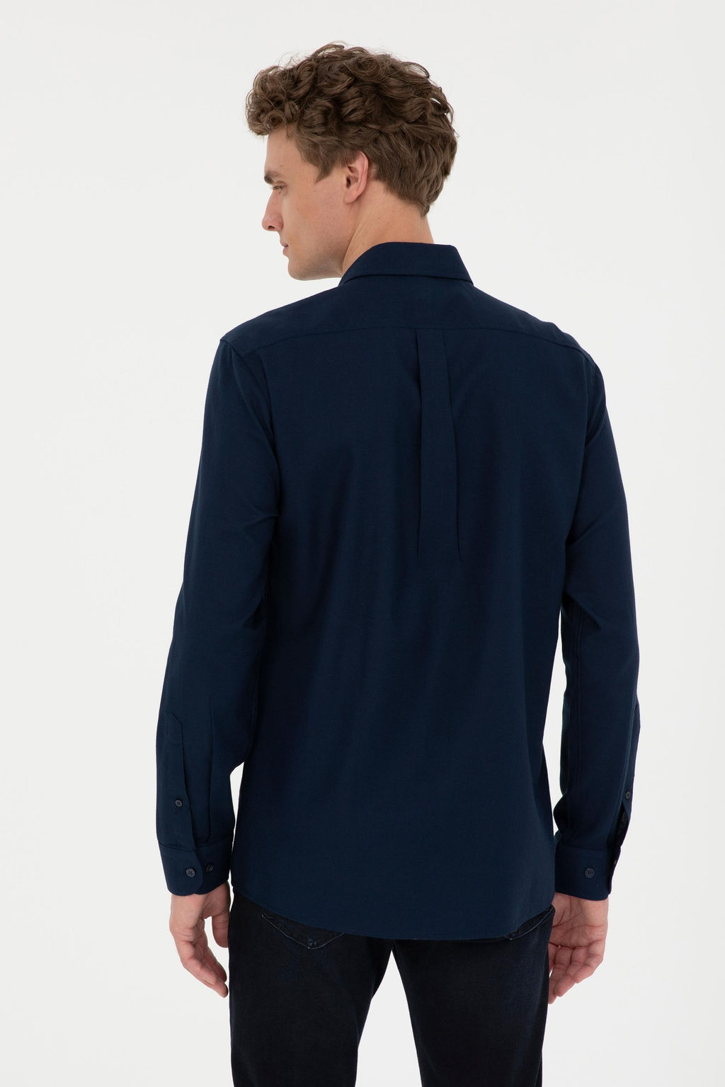 Мужская темно-синяя рубашка с длинным рукавом - U.s. polo assn фото 5