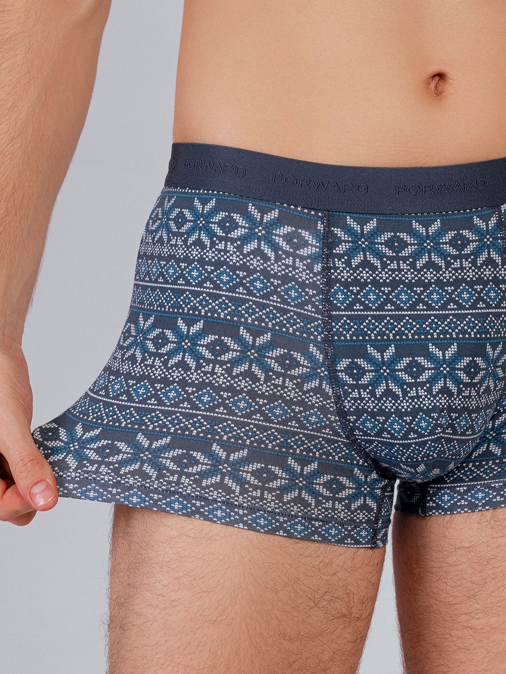 Трусы боксеры с принтом синие из хлопка (Арт. 4037MUF) - Indefini фото 8