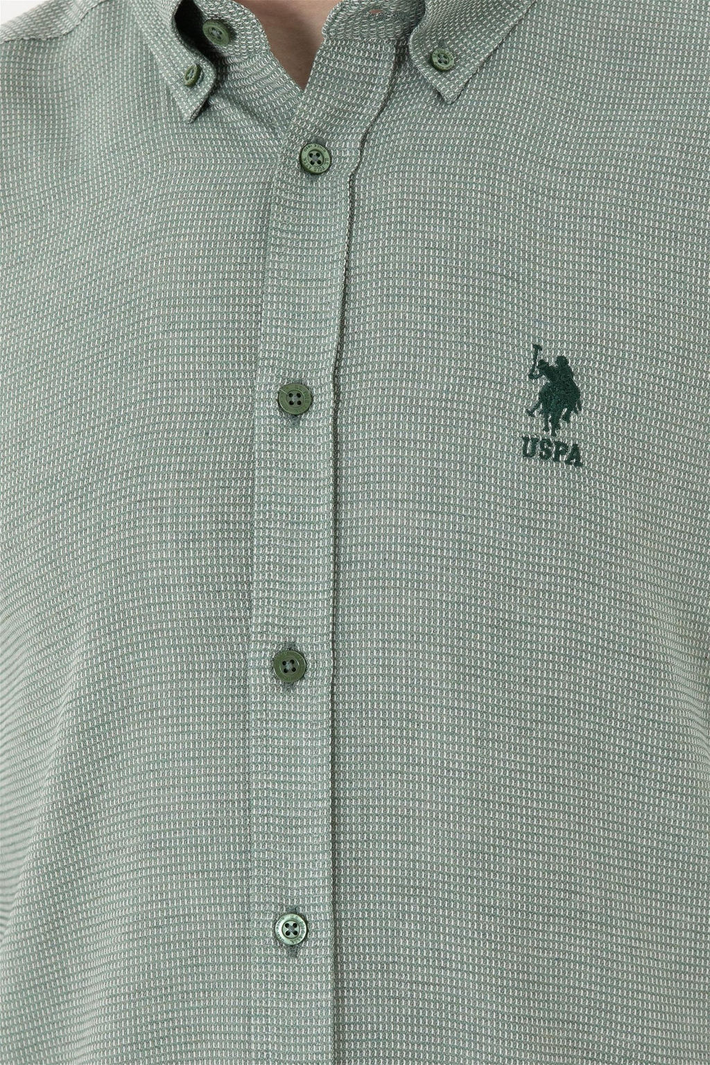 Мужская зеленая рубашка с длинным рукавом - U.s. polo assn фото 7