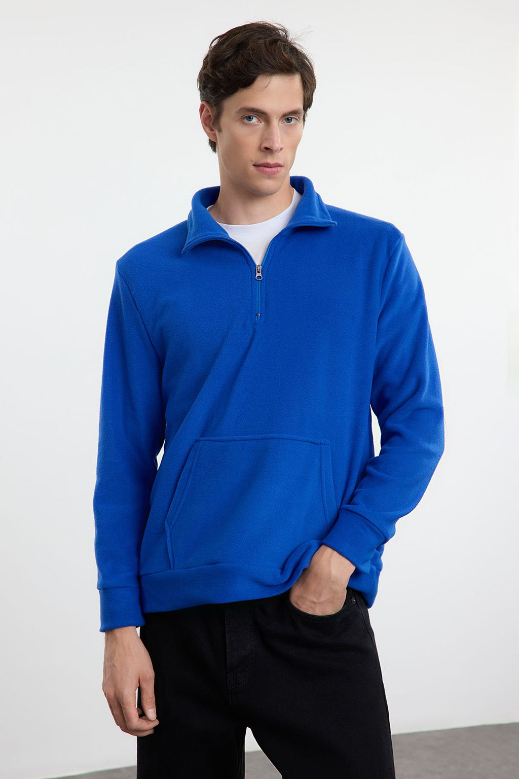 TRENDYOL MAN Saks Regular/Normal Kesim Dik Yaka Anti-Pilling S?cak Tutan/Polar Sweatshirt TMNAW25SW00182 - Trendyolmilla фото 6