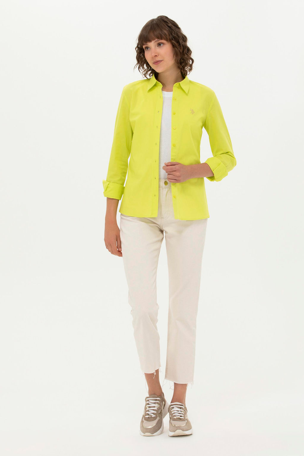 U. S. Polo Assn Женская неоново-желтая базовая рубашка с длинным рукавом - U.s. polo assn фото 3