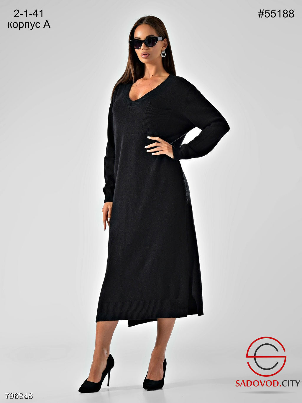 Длинное вязаное тёплое платье - Bruno фото 4