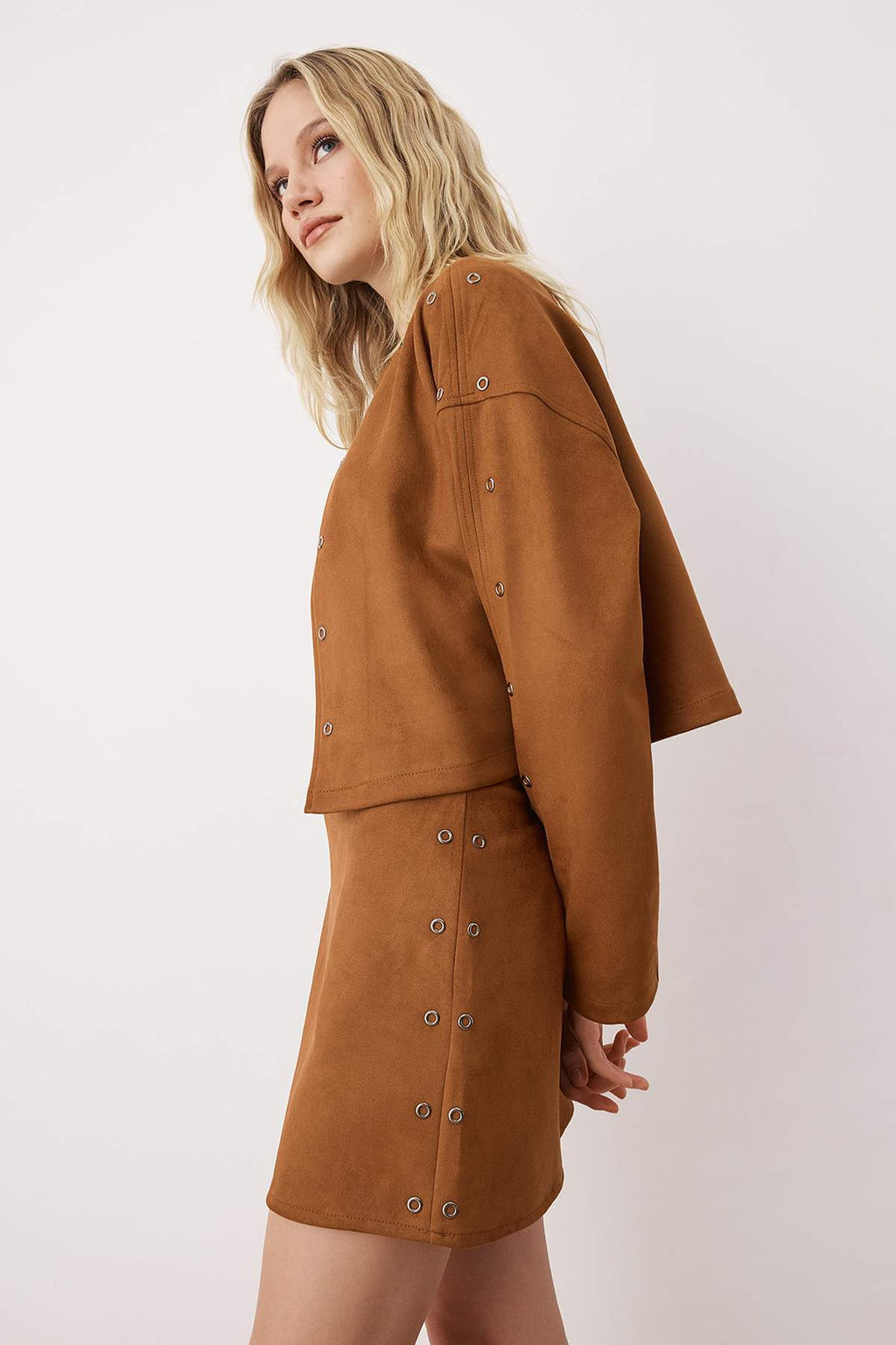 Camel Kus Gozu Aksesuarl? Dokuma Mini Suet Etek TWOAW26ET00079 - Trendyolmilla фото 2