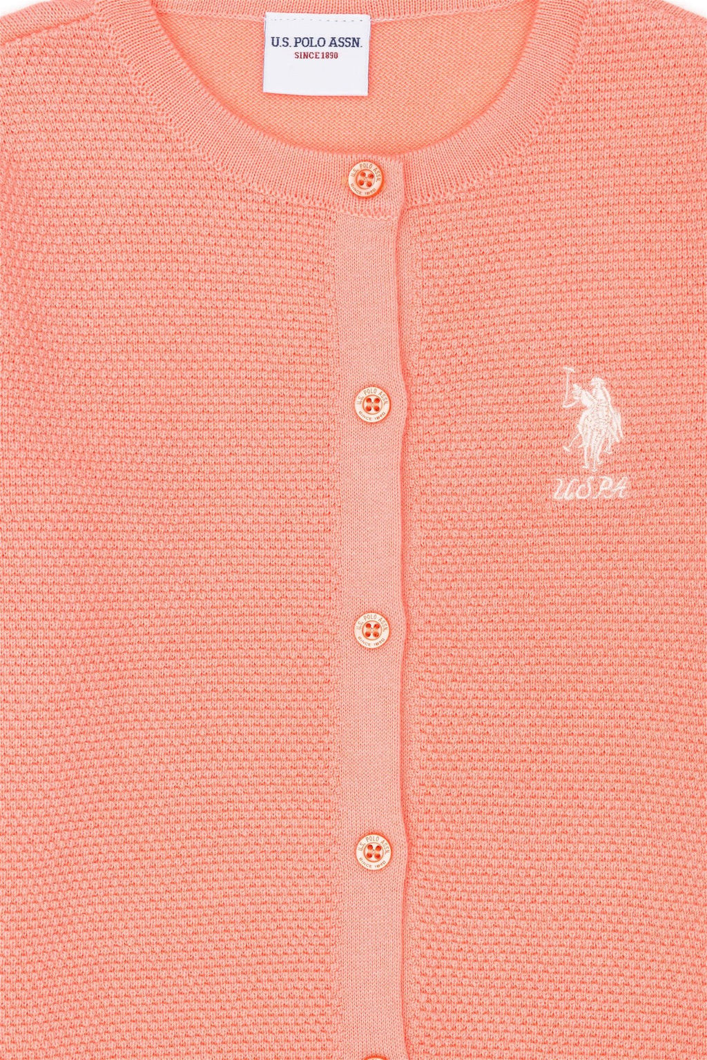 Трикотажный кардиган цвета лосося для девочки - U.s. polo assn фото 9