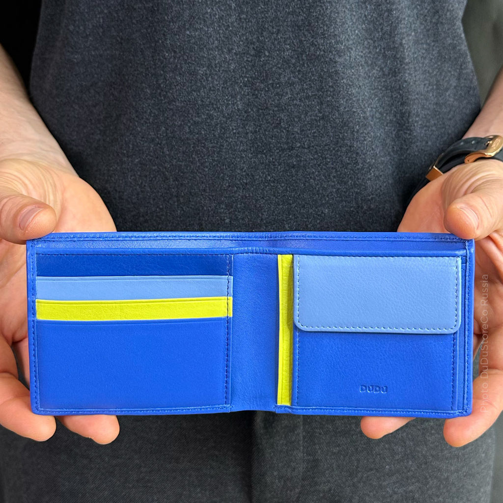 Итальянский мужской кожаный кошелек DuDu серии Azzorre | васильковый - Dudubags фото 5