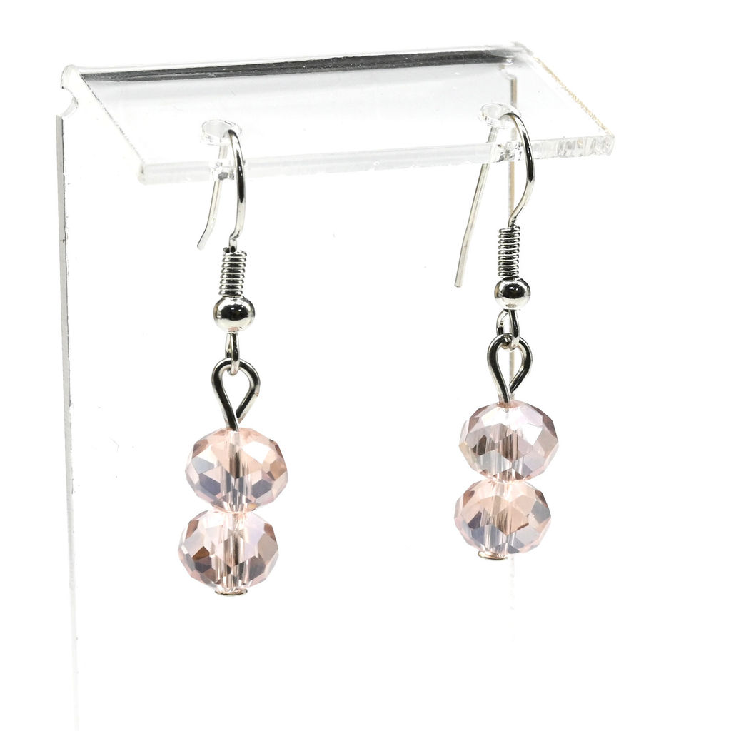 Колье и серьги 5 нитей из циркона цв.розовый, 45см