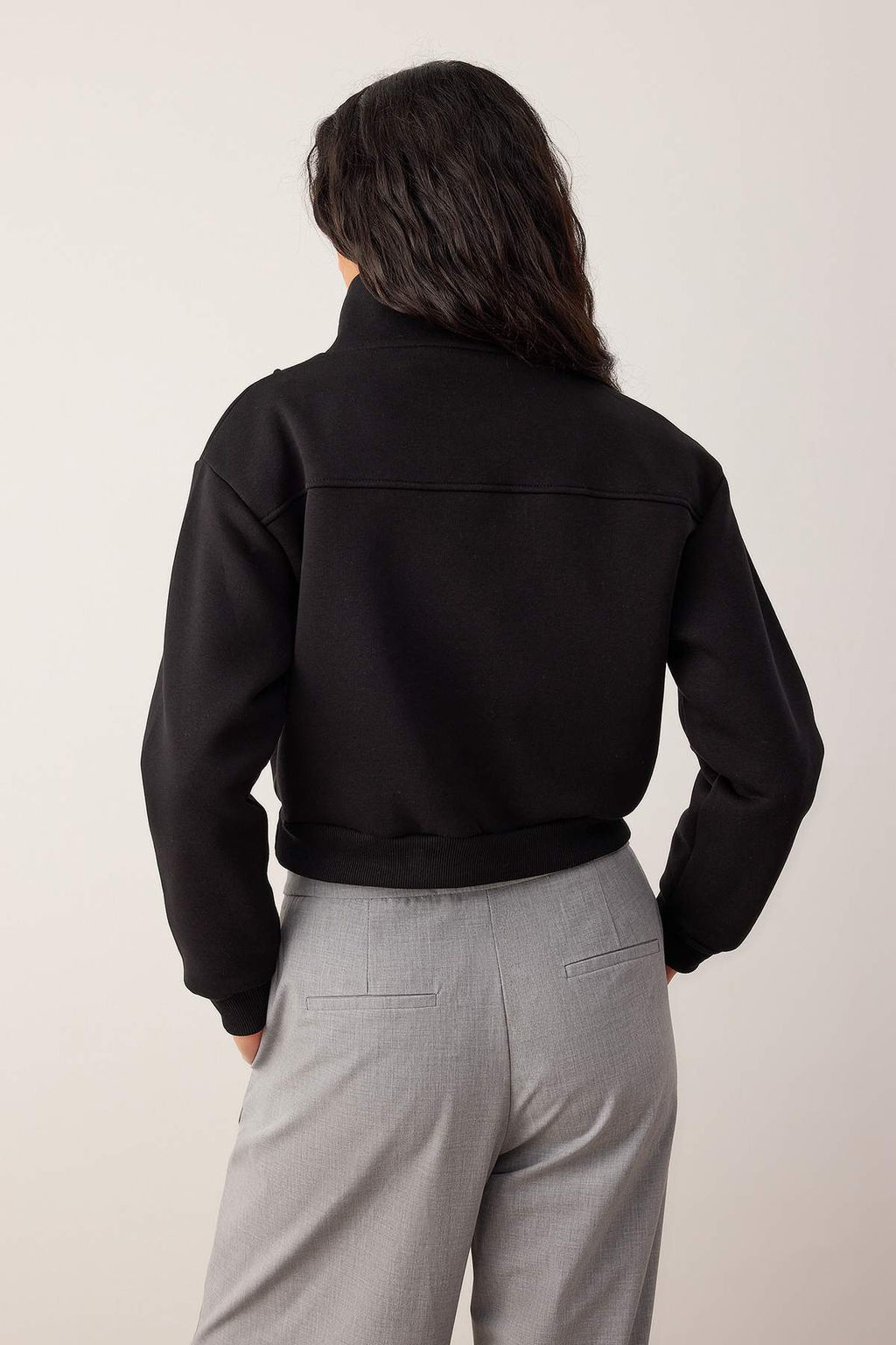 Bordo Kal?n Ici Polarl? Dik Yaka Yar?m Pat Fermuar? Crop Orme Sweatshirt TWOAW26SW00233 - Trendyolmilla фото 10