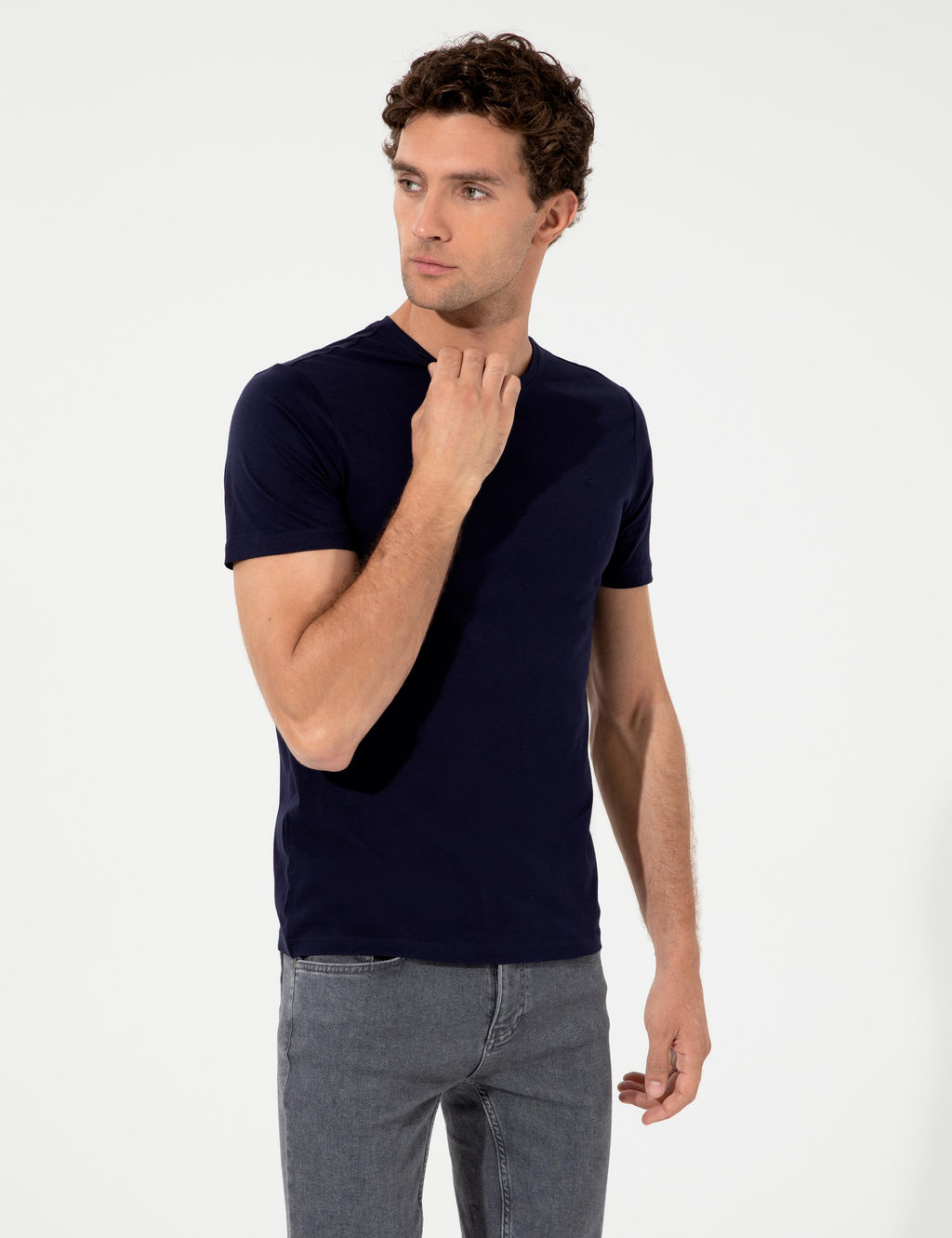 Темно-синяя облегающая базовая футболка - Cacharel фото 9