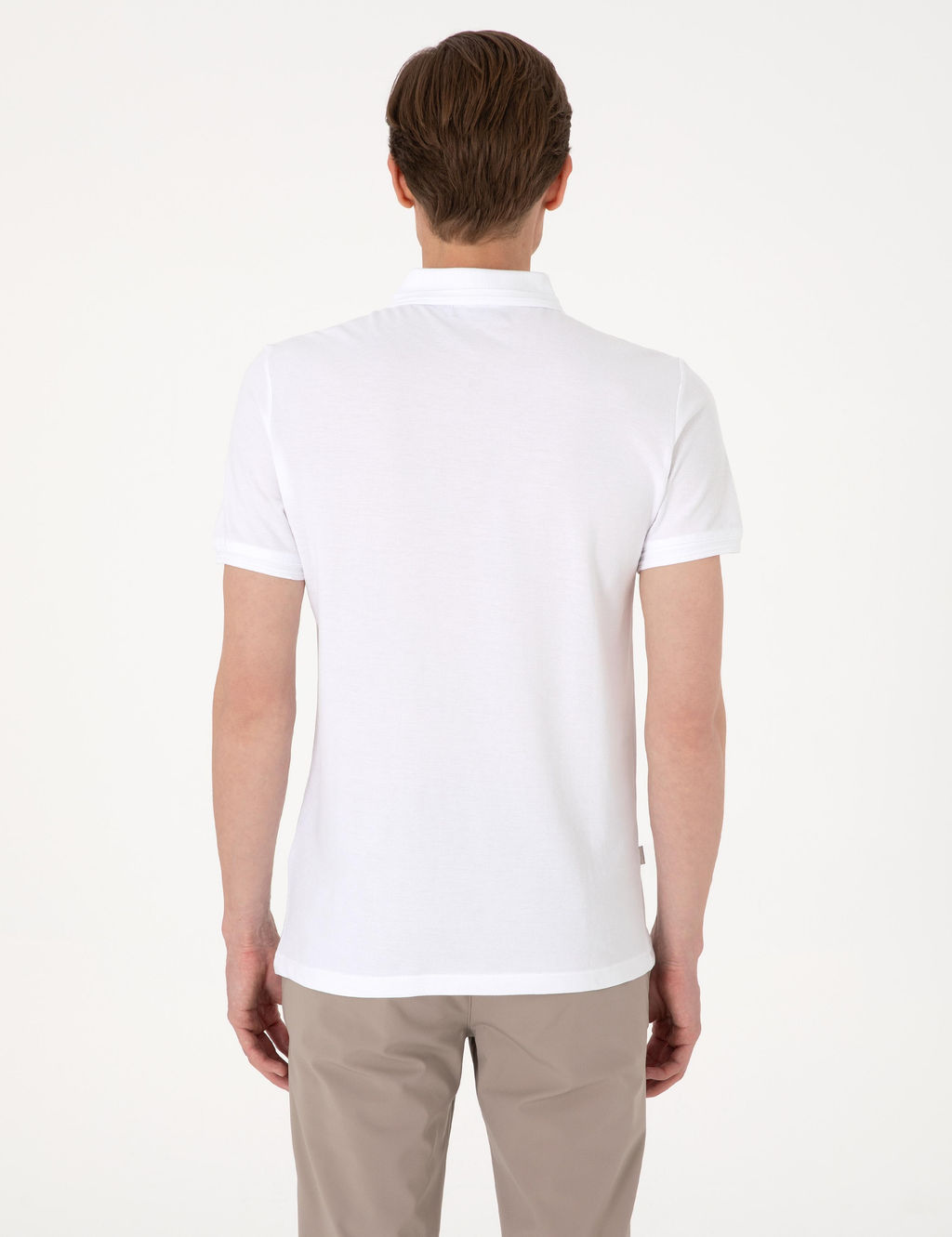 Beyaz Slim Fit %100 Pamuk Polo Yaka Basic Ti__rt