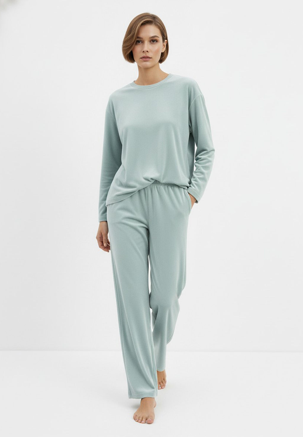 Костюм из велюра со съемным капюшоном и резинкой в комплекте OD-1009-2 зеленый