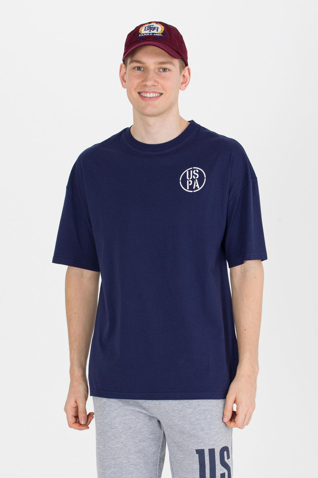 Erkek Lacivert Long Fit Bisiklet Yaka Ti__rt