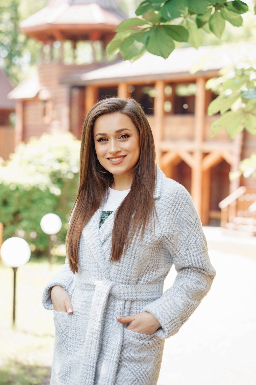 Пальто женское демисезонное 20550 (голубой/клетка) - Kankan фото 3