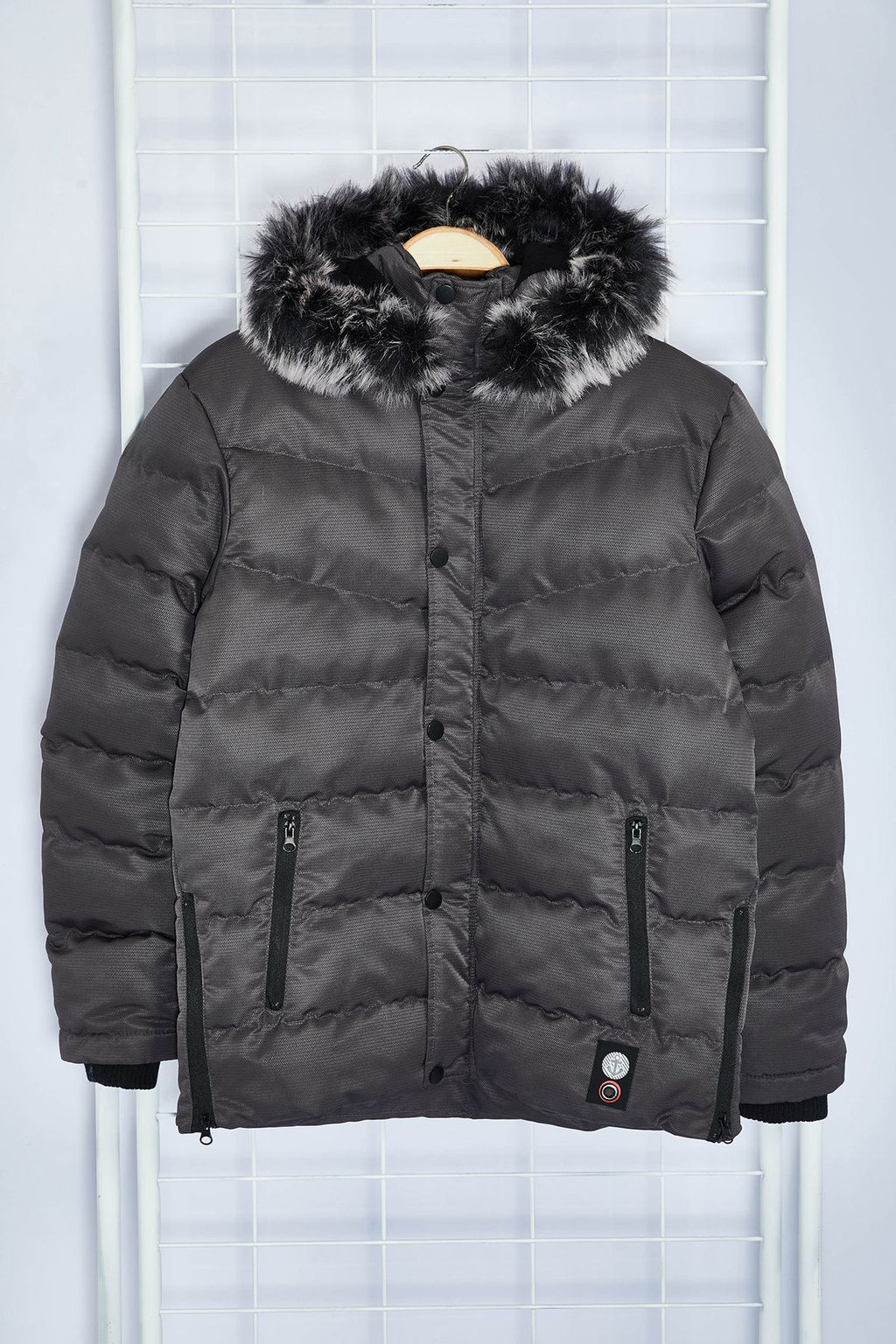 TRENDYOL MAN Gri Erkek Regular Fit Ici Polar Astarl? Ruzgara ve Suya Dayan?kl? K?sl?k Sisme Mont TMNAW23MO00009 - Trendyolmilla фото 7