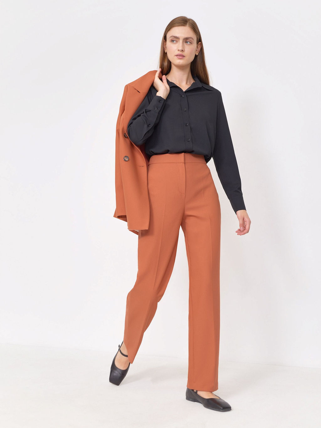 ШОК ЦЕНА - Рубашка однотонная B2875/carbid - Emka фото 3