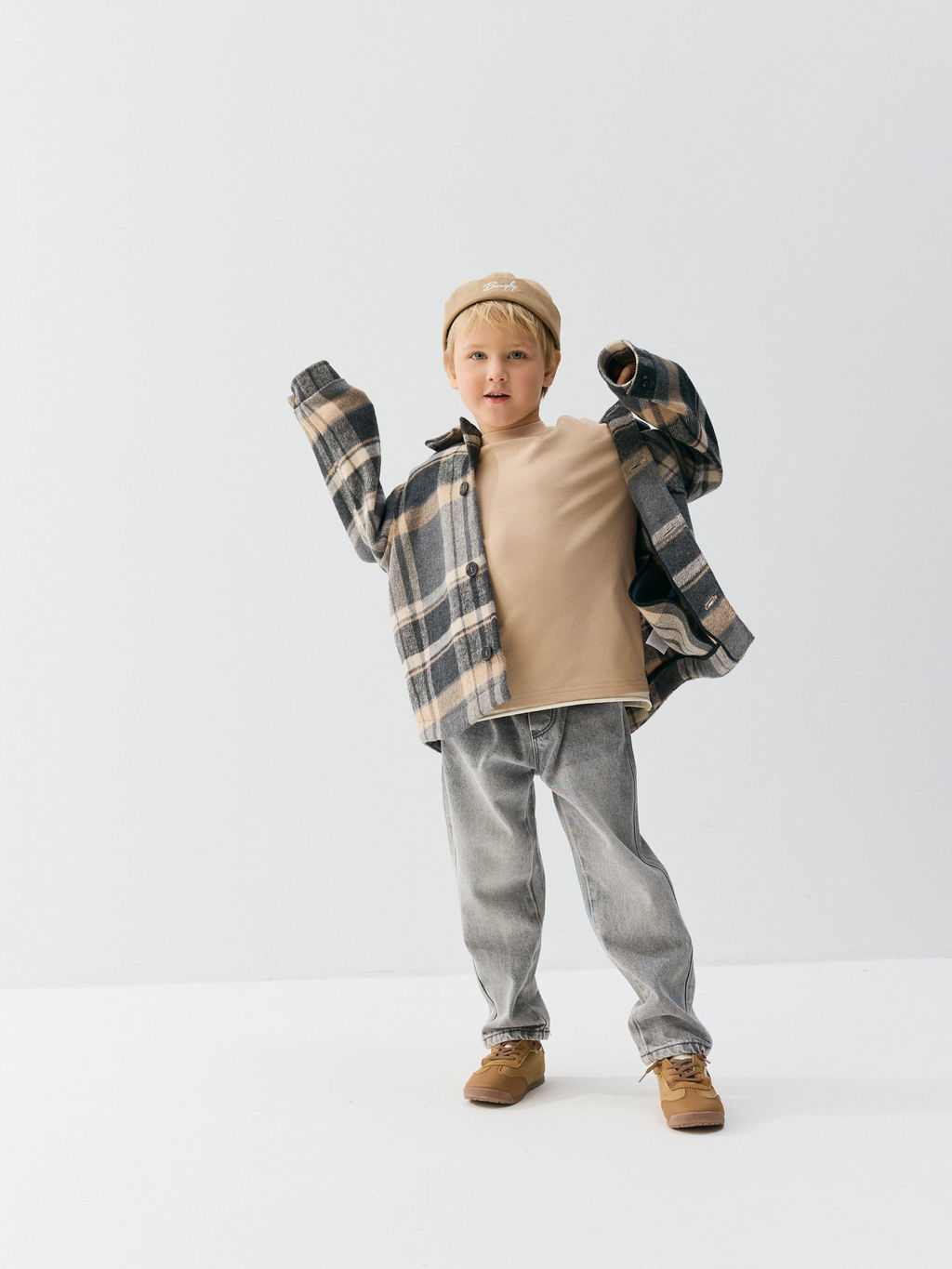 Пальто клетка Графит - Bungly фото 5