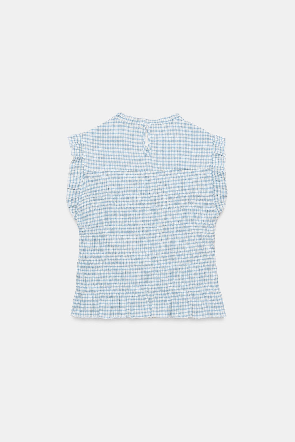 TOP NIDO DE ABEJA CUADRO VICHY / Crudo / Azul