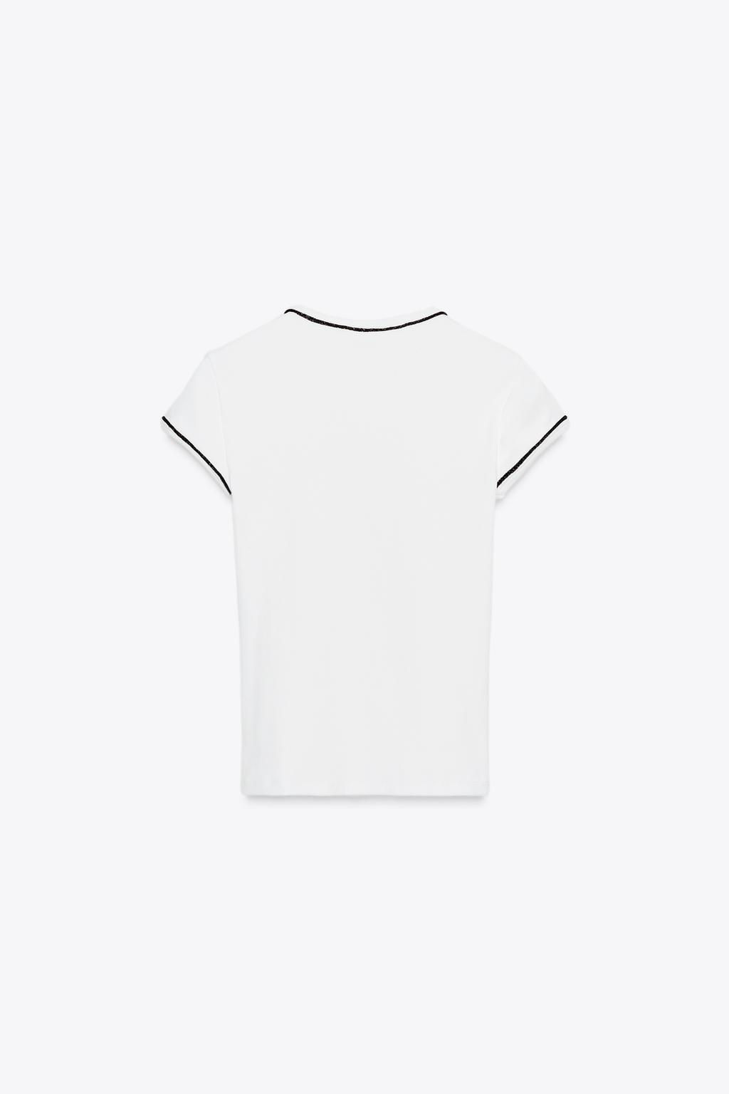 T-SHIRT WITH METALLIC THREAD TRIM - Zara фото 6