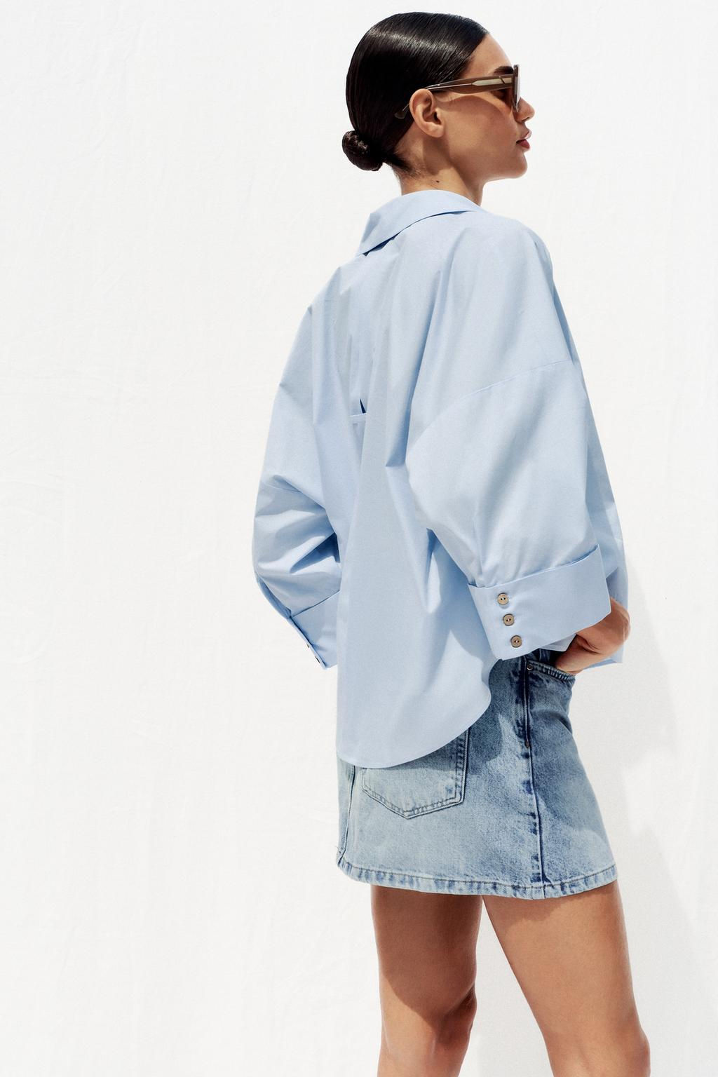 WIDE-SLEEVE POPLIN SHIRT - Zara фото 4