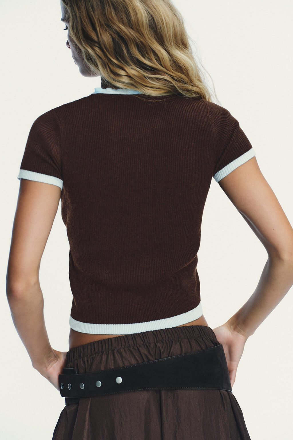 SHORT SLEEVE CONTRAST KNIT CARDIGAN - Zara фото 4