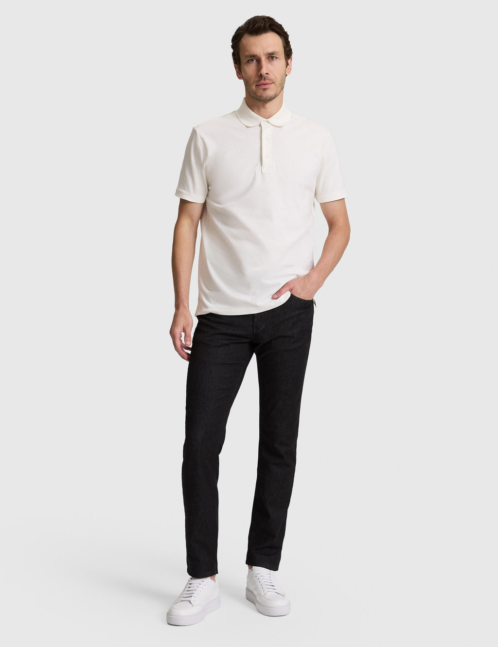 Bej Slim Fit Pamuk Kar___ml_ D__meli Polo Yaka Basic T-shirt