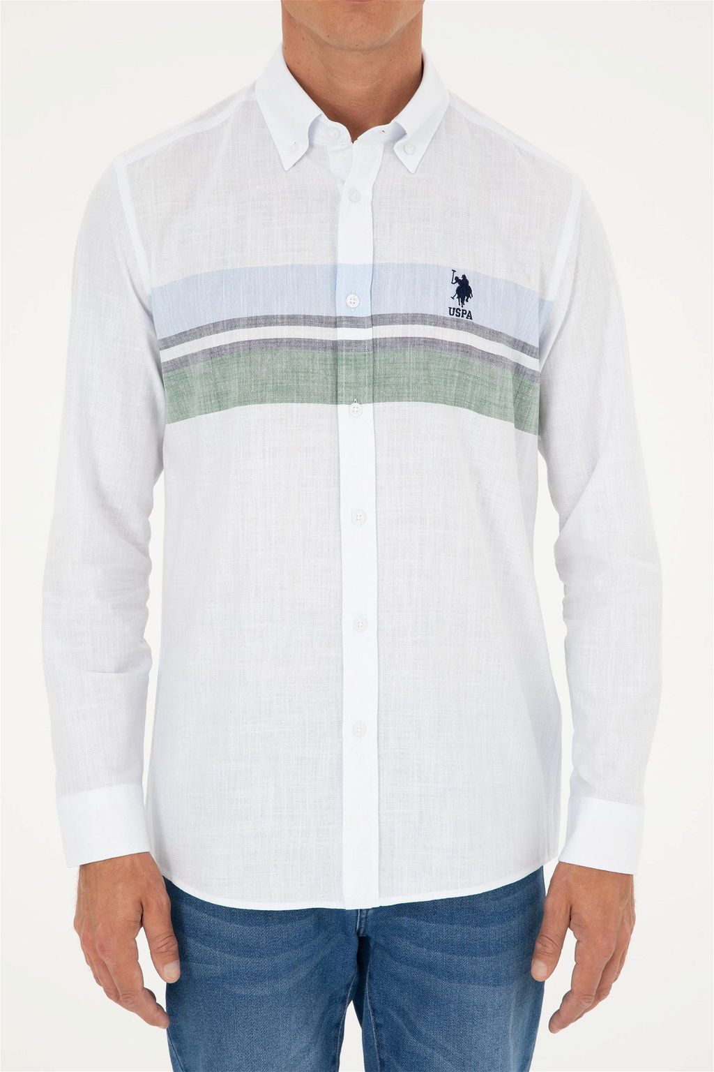 U. S. Polo Assn / Мужская зеленая рубашка с длинным рукавом - U.s. polo assn фото 6