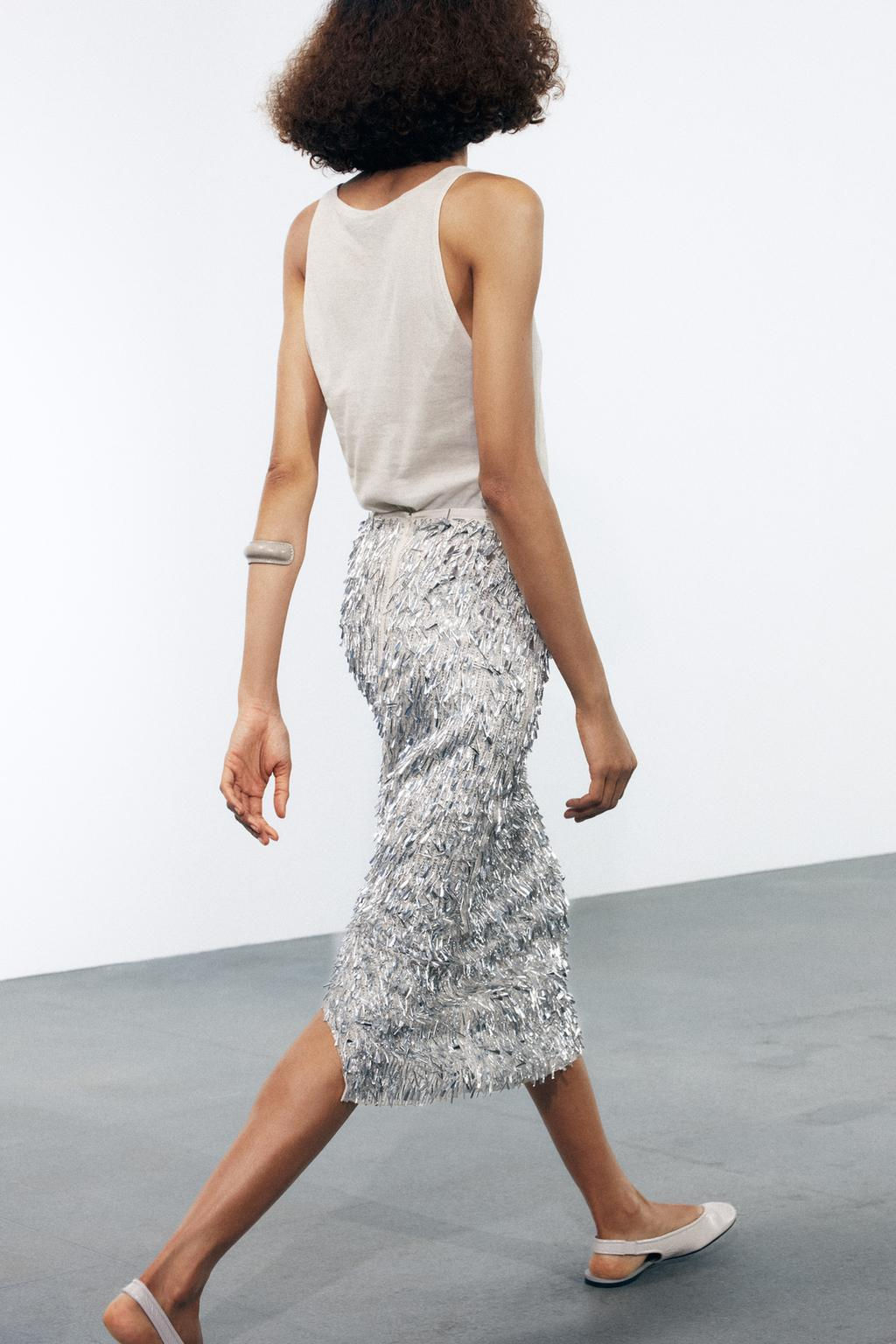 SEQUINNED MIDI SKIRT - Zara фото 5