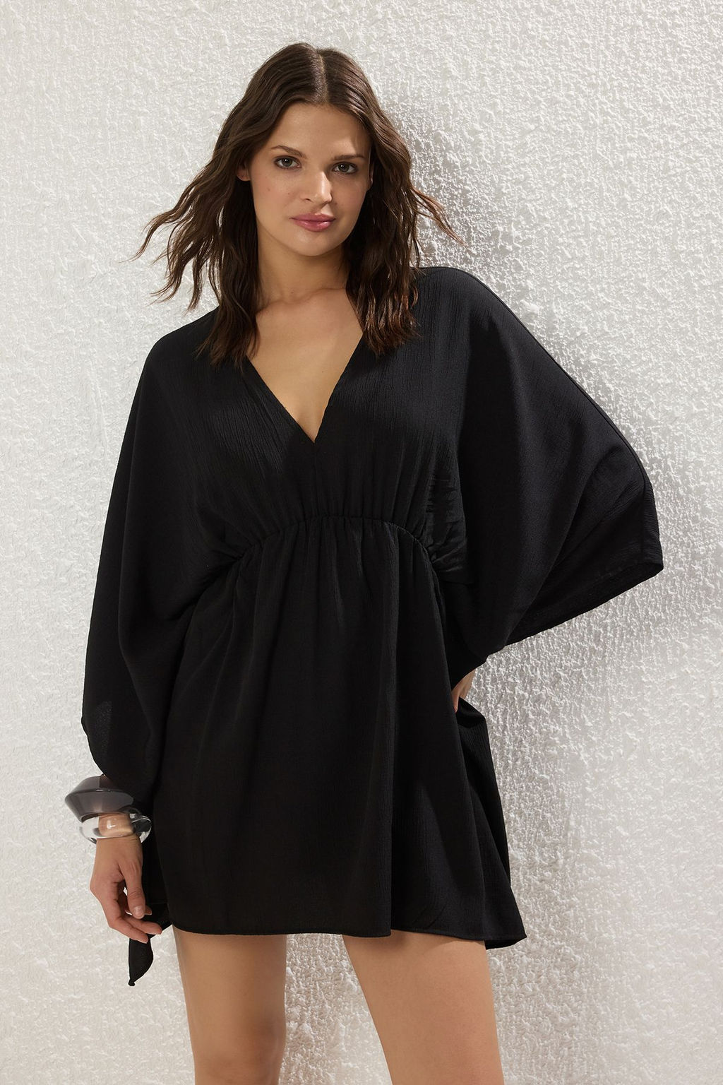 TRENDYOLMILLA Ekru Oversize Midi Dokuma 100% Pamuk Plaj Elbise TBESS25EL00127 фото 8