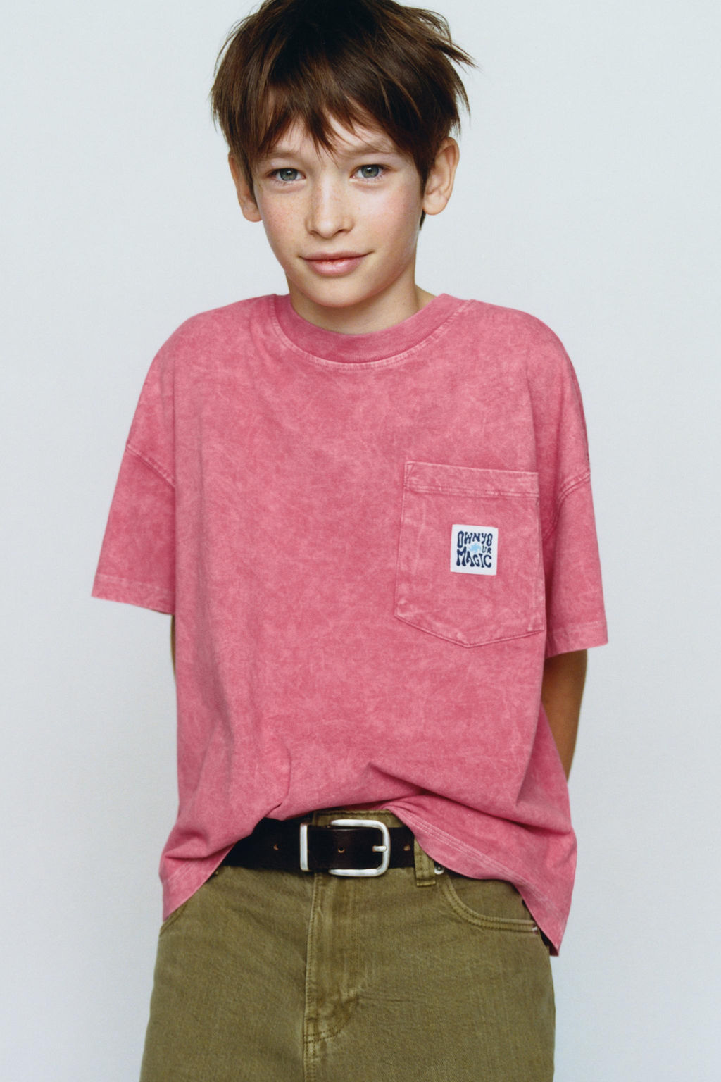 CAMISETA FELPA ESTAMPADO BOLSILLO EFECTO LAVADO / Rosa vigor? - Zara фото 5