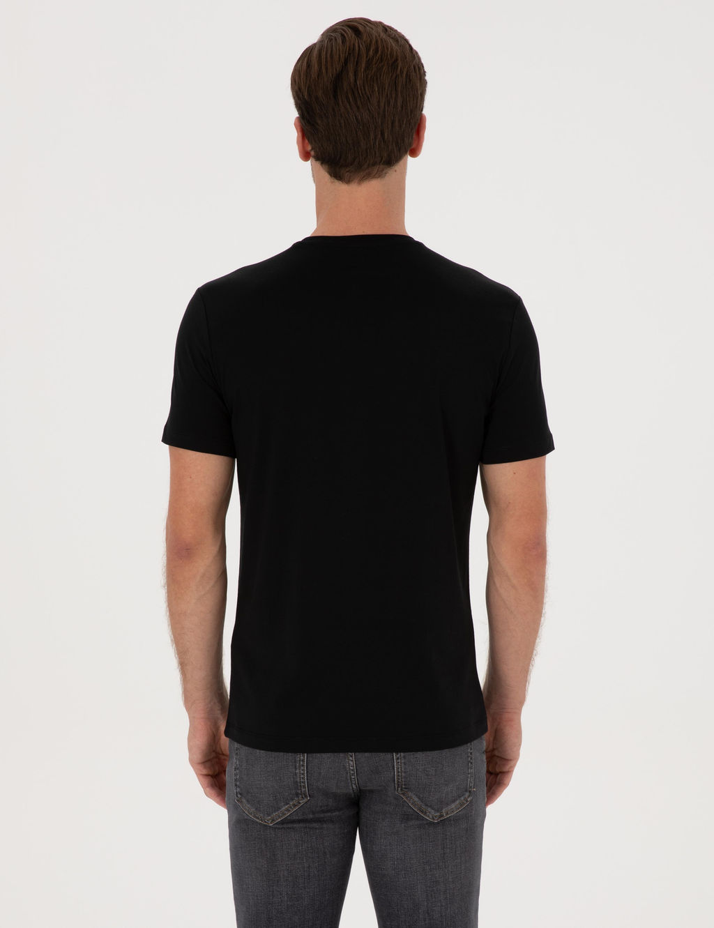 Siyah Slim Fit %100 Pamuk Bisiklet Yaka Basic T-shirt - Cacharel фото 5