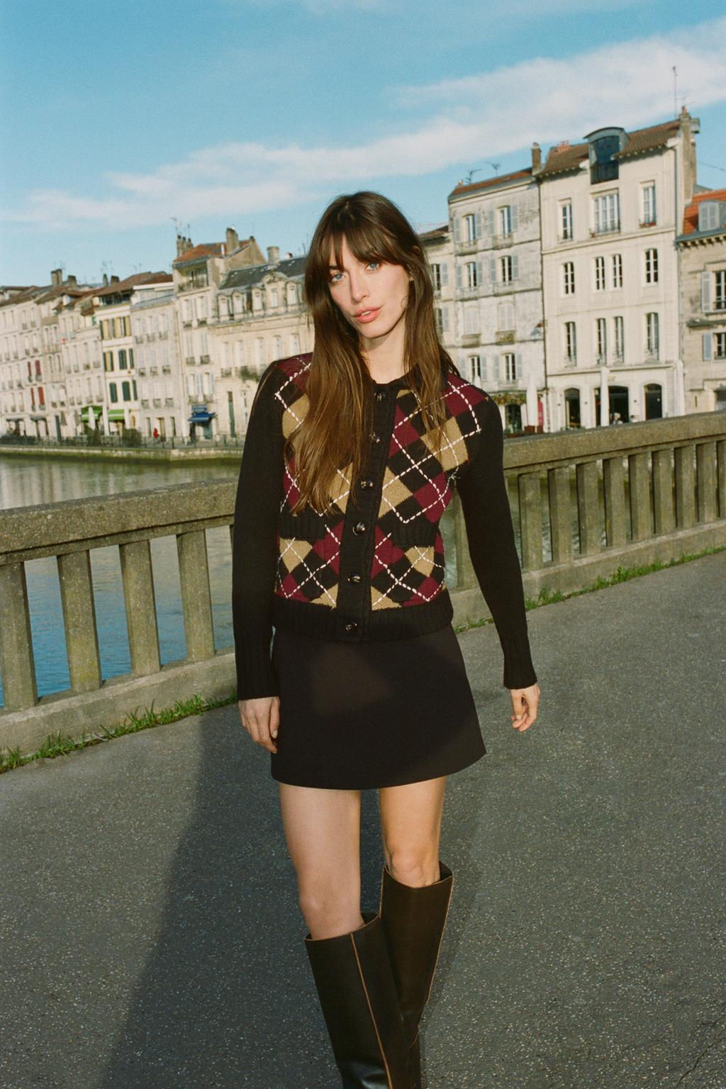 DIAMOND PATTERN KNIT CARDIGAN - Zara фото 3