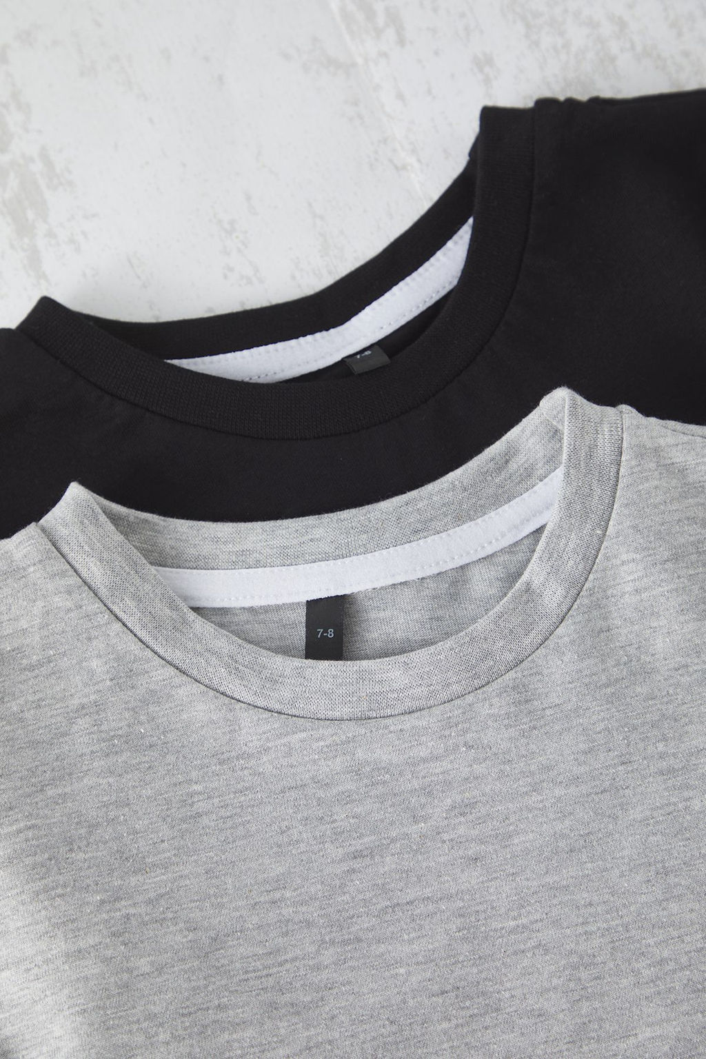 Siyah-Gri 2li Erkek Cocuk %100 Pamuk Basic K?sa Kol Orme T-Shirt TKDSS25TS00010 - Trendyolmilla фото 4