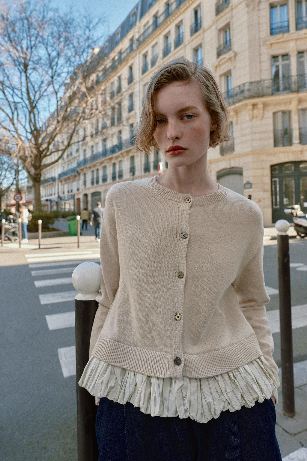 CHAQUETA PUNTO COMBINADA / Arena