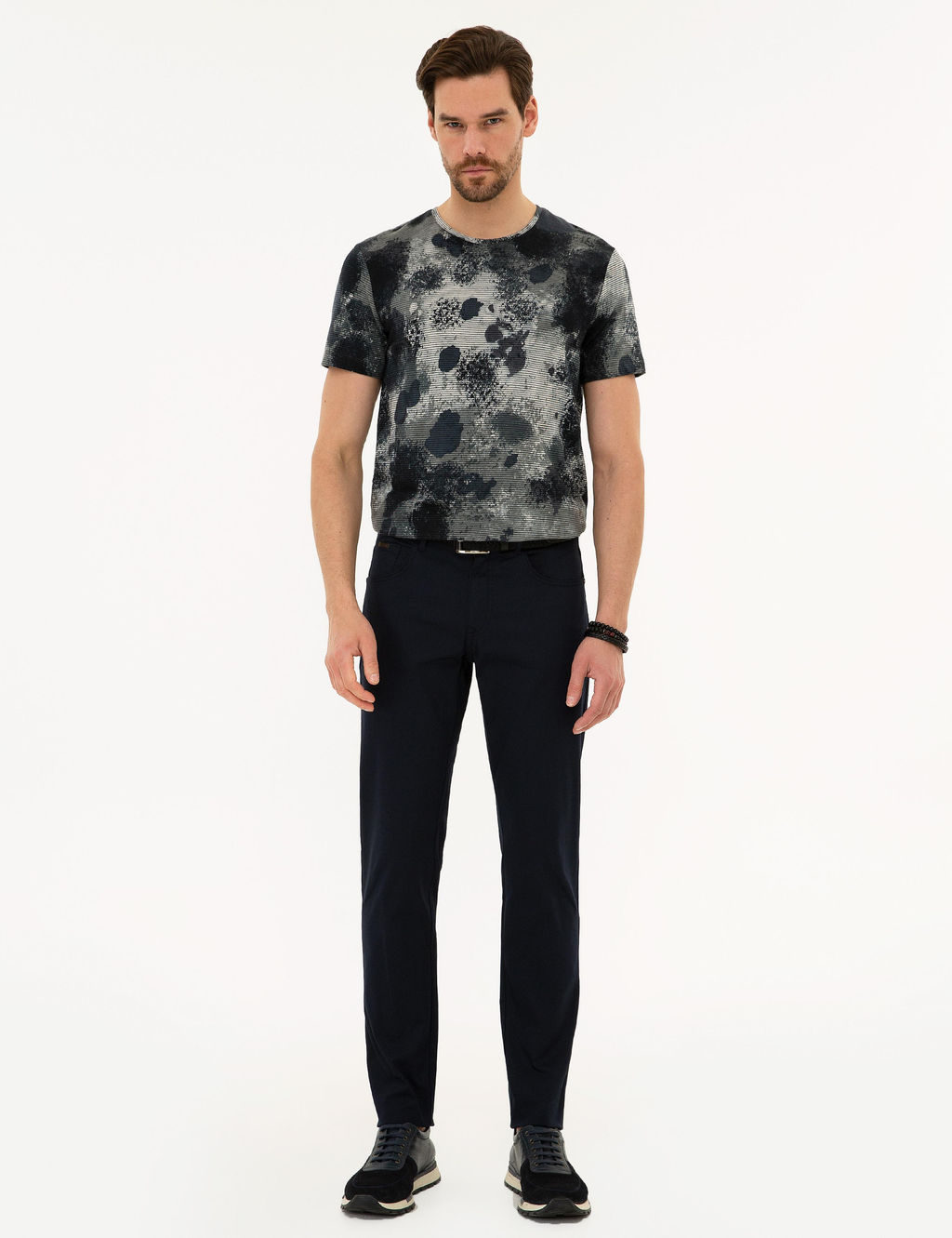 Lacivert Slim Fit Kanvas Pantolon