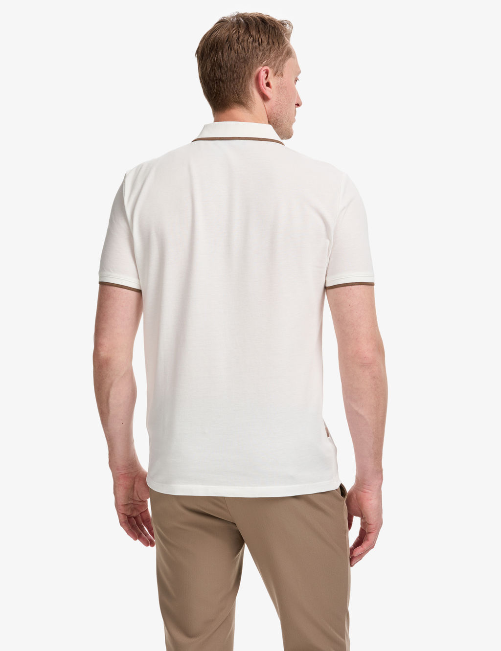 Ekru Slim Fit %100 Pamuk Fermuarl_ Polo Yaka Ti__rt