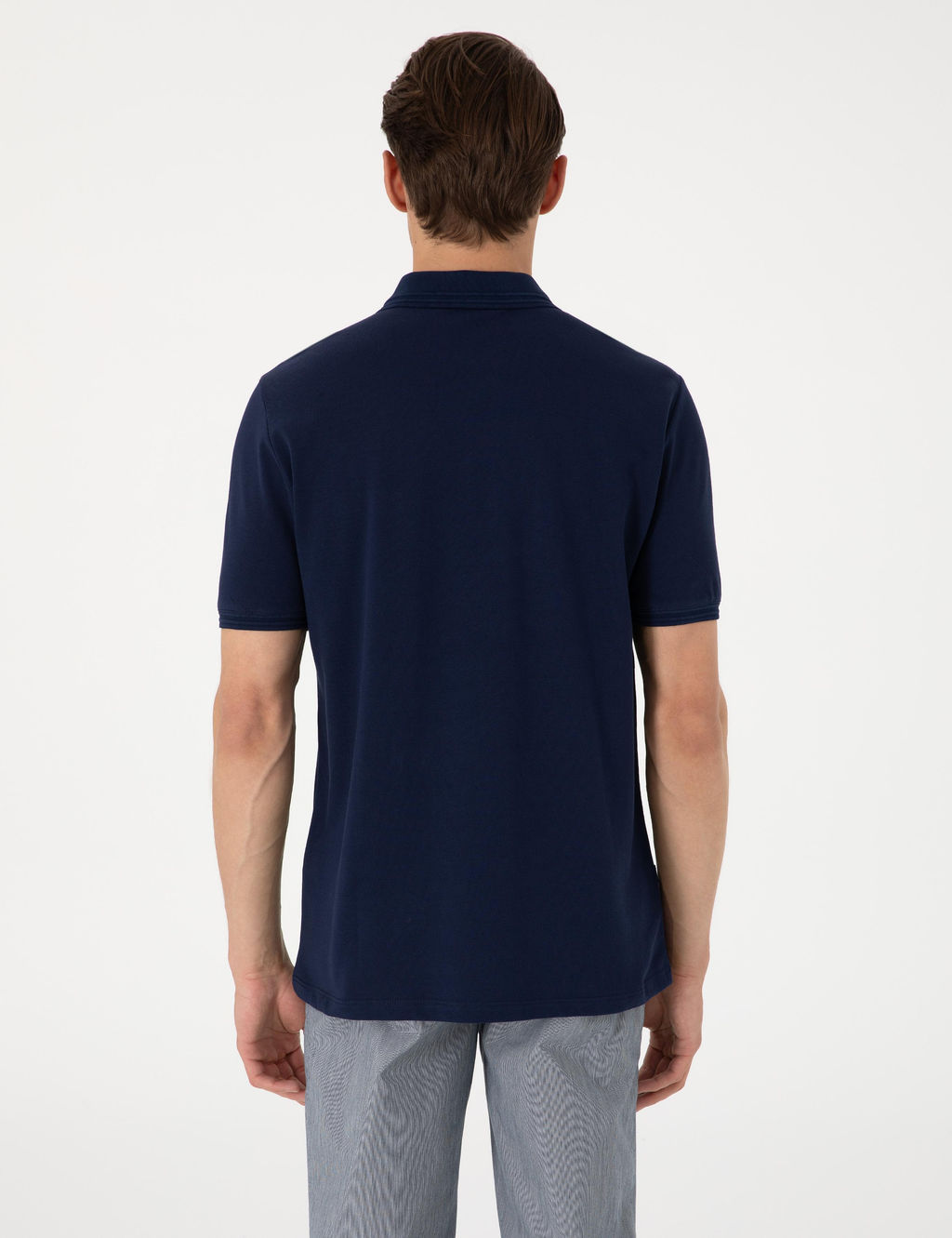 Lacivert Regular Fit %100 Pamuk Polo Yaka Basic Ti__rt