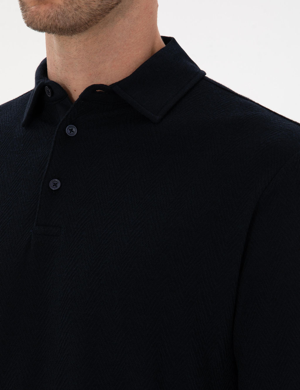 Lacivert Regular Fit Pamuk Kar___ml_ Polo Yaka Sweatshirt