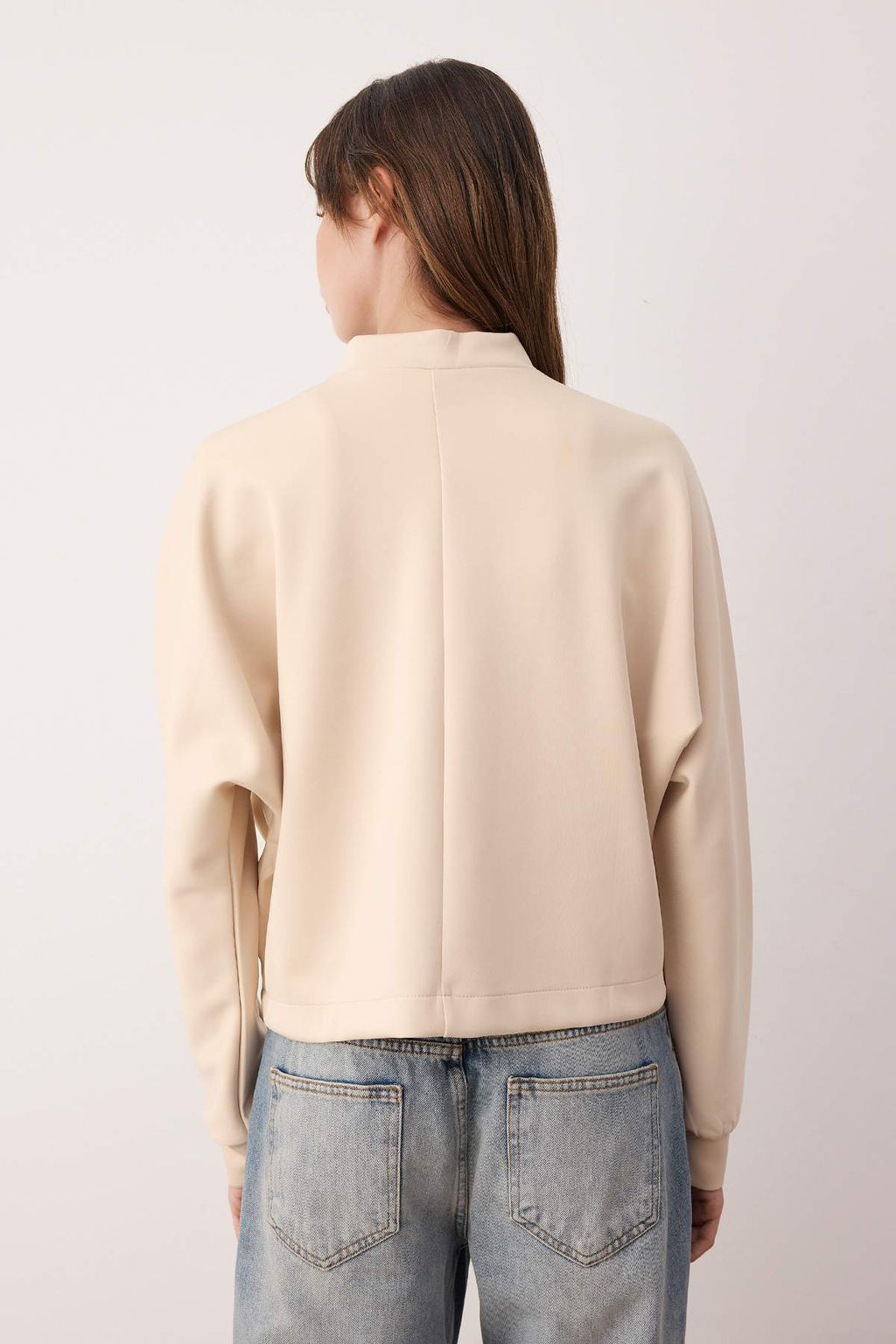 Tas Dik Yaka Mevsimlik C?tc?l? Oversize/Genis Kal?p Orme Bomber Ceket TWOAW26CE00046 - Trendyolmilla фото 4