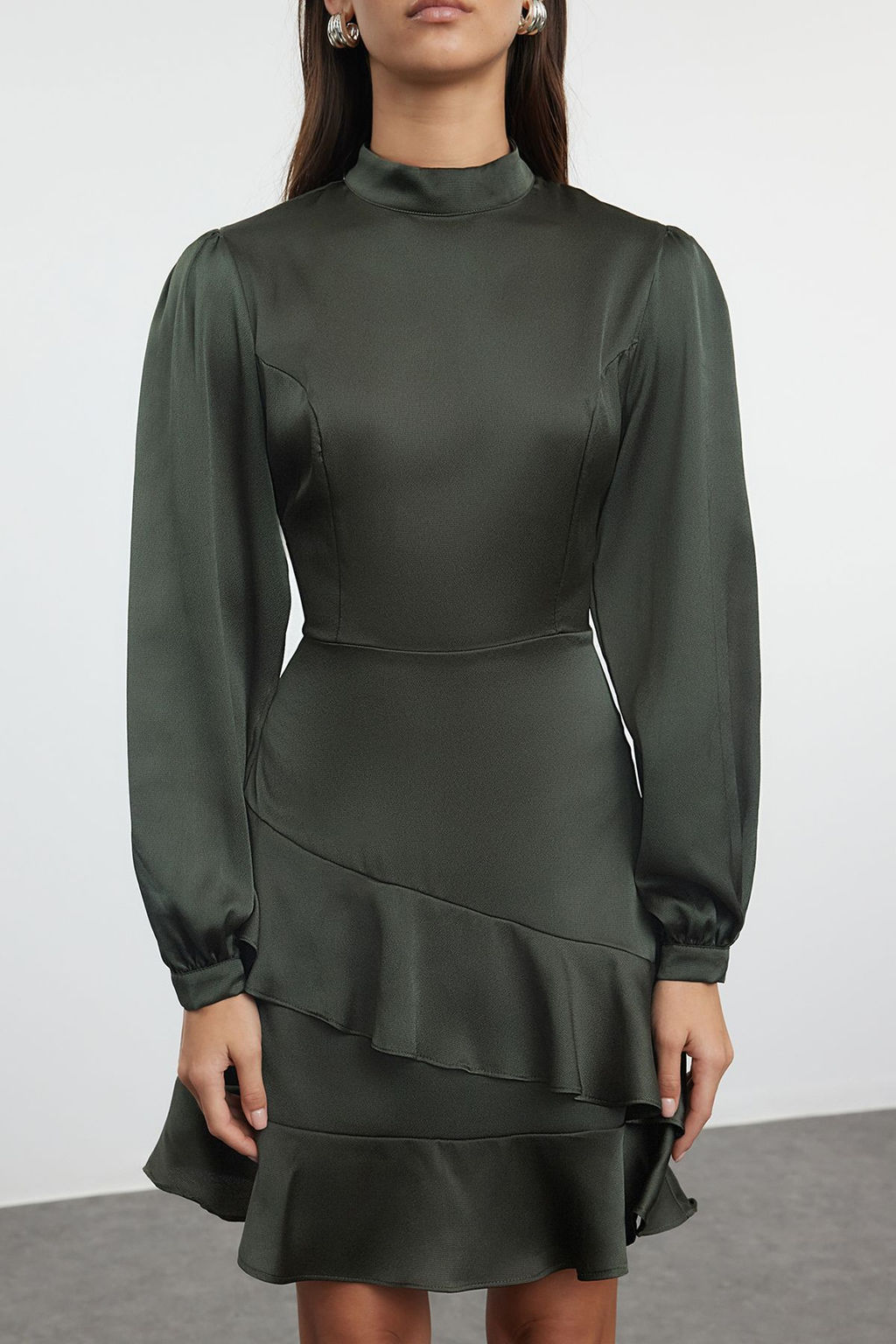 TRENDYOLMILLA Siyah Etegi F?rf?rl? A Kesim Mini Dokuma Elbise TWOAW21EL1891  фото 3