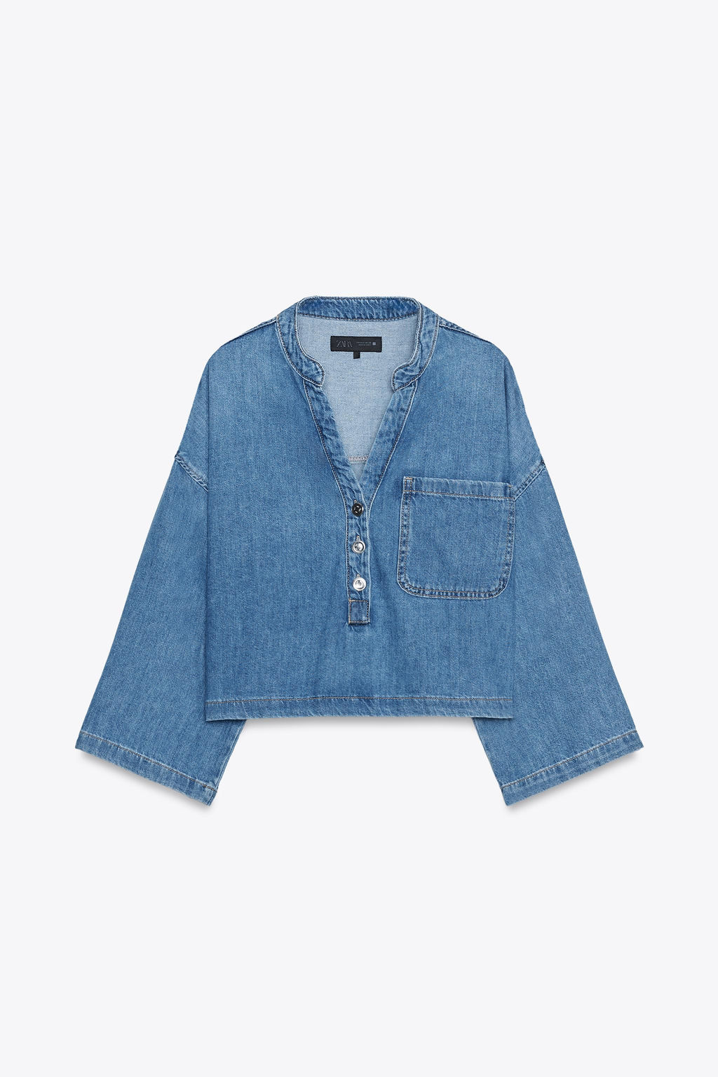 DENIM STAND COLLAR SHIRT - Zara фото 7