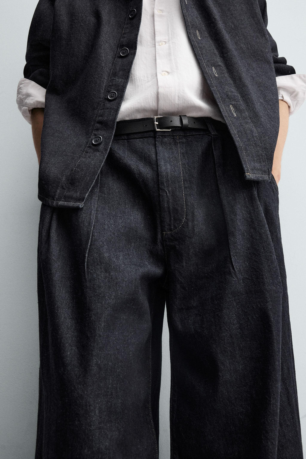 PLEATED WIDE-LEG JEANS - Zara фото 6