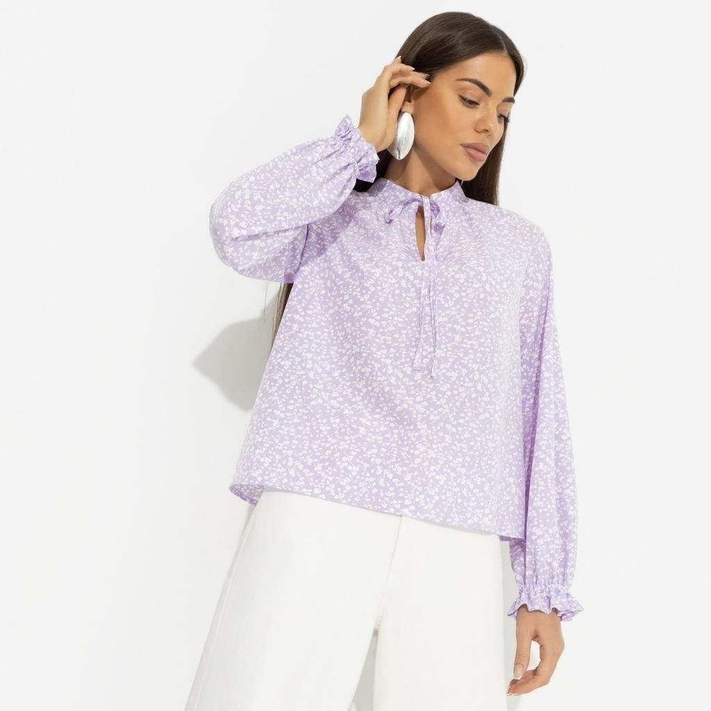 Блуза со сборками на рукавах, В лучшей роли (сиреневый) - Charutti фото 2