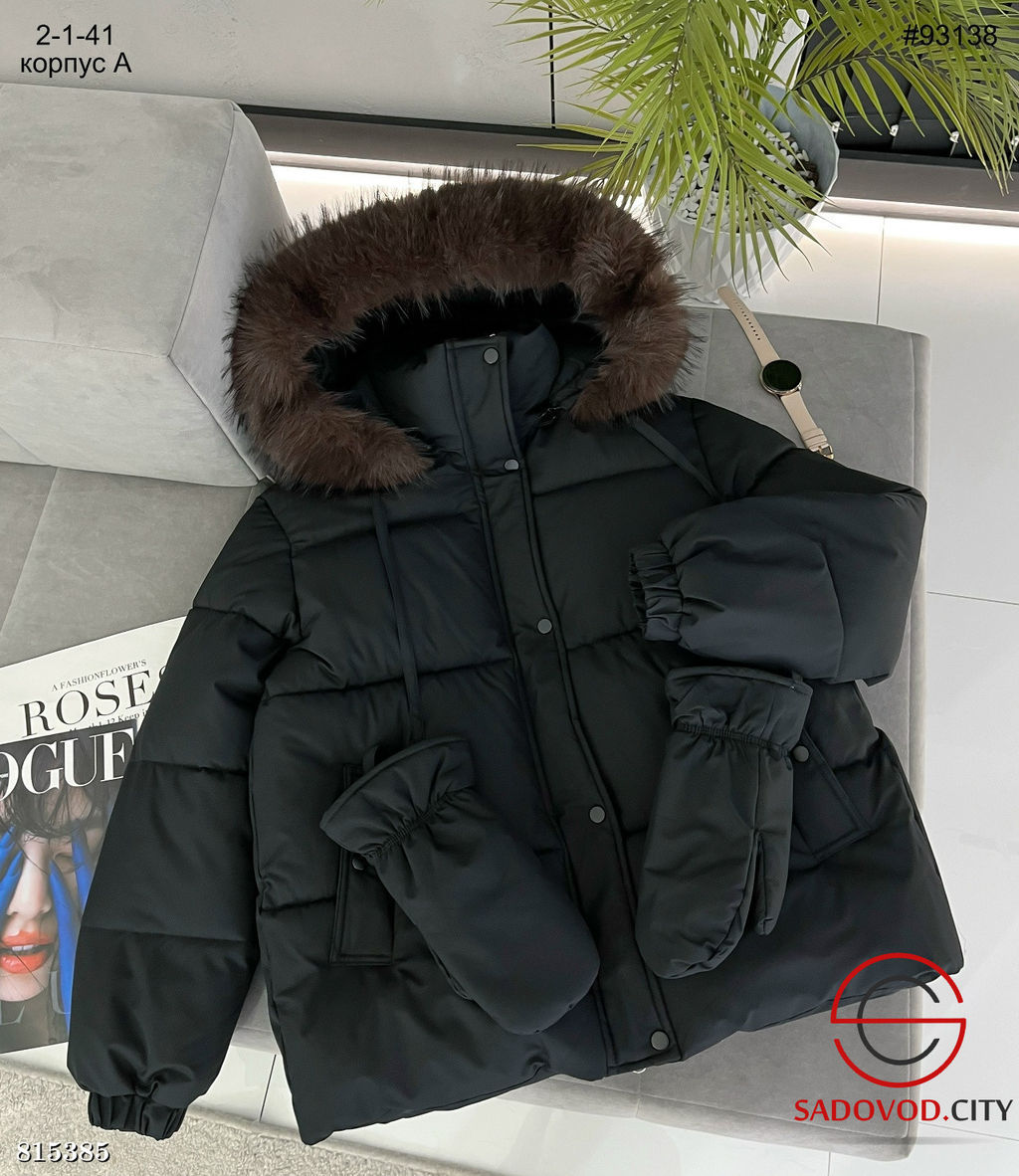 Тёплая зимняя женская куртка с варежками - Bruno фото 5