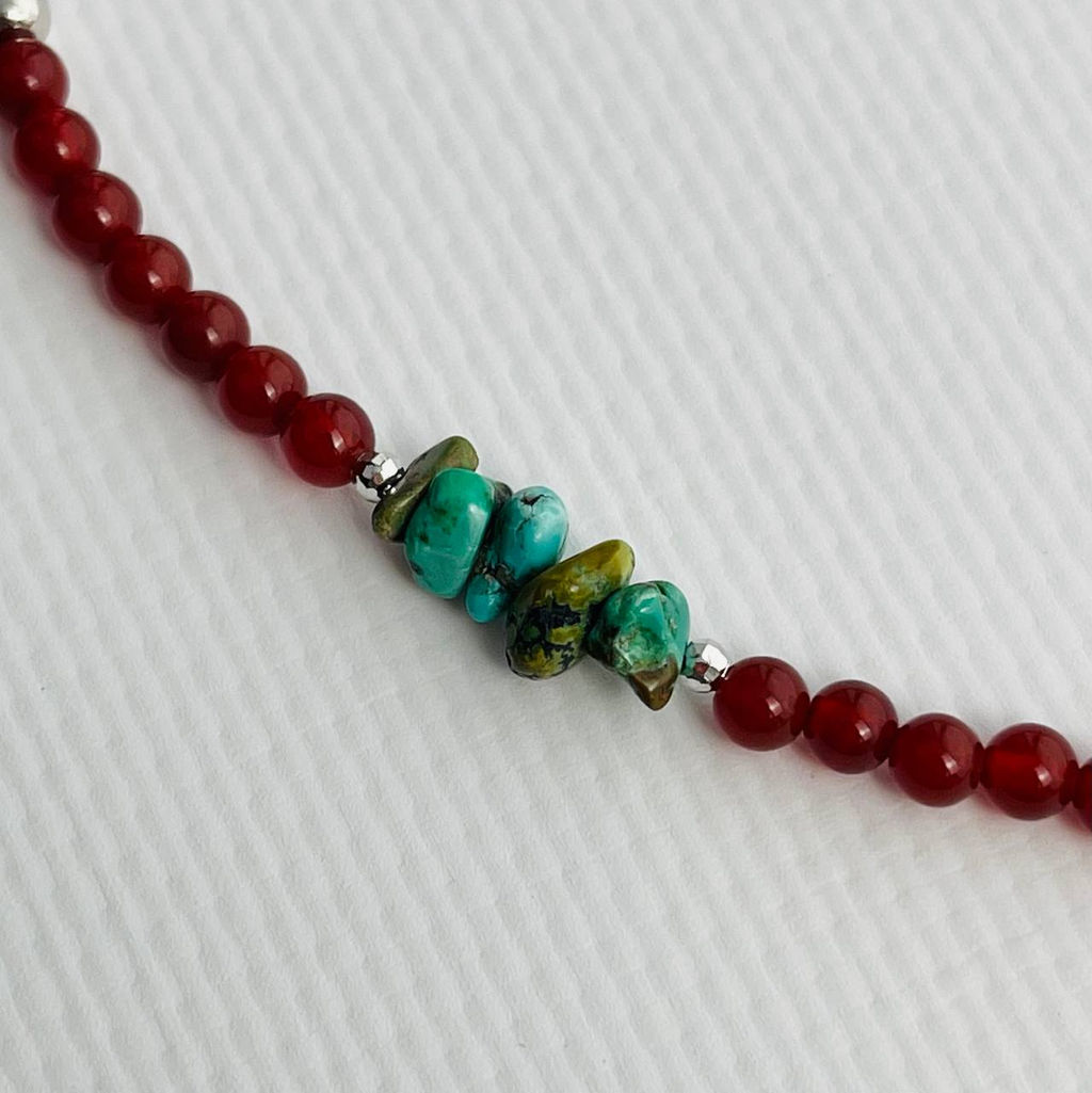 Колье из Сердолика и Бирюзы 45 см +