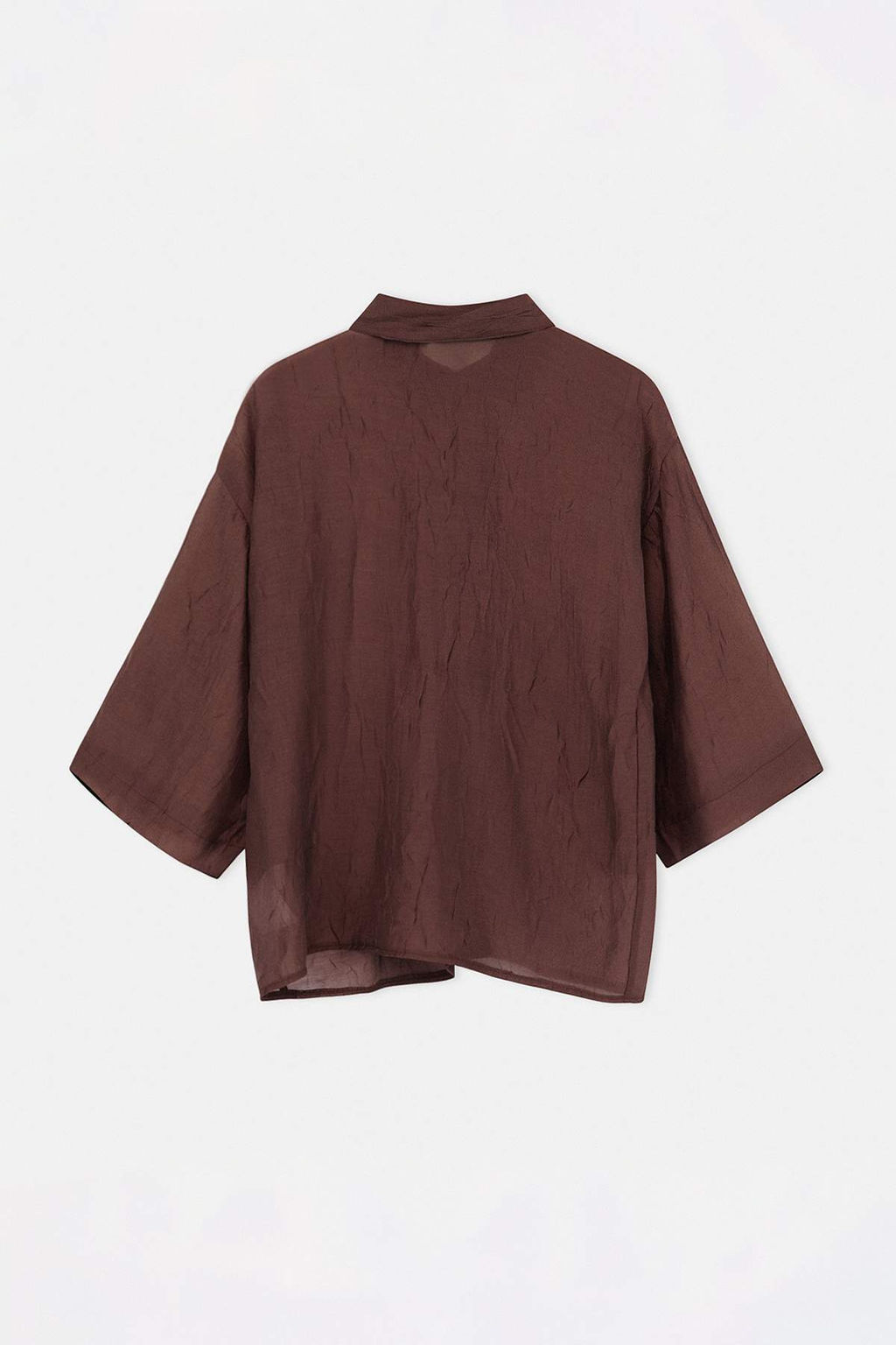 Kahverengi Dokuma Transparan Oversize Plaj Gomlek TBESS26GO00004 - Trendyolmilla фото 3
