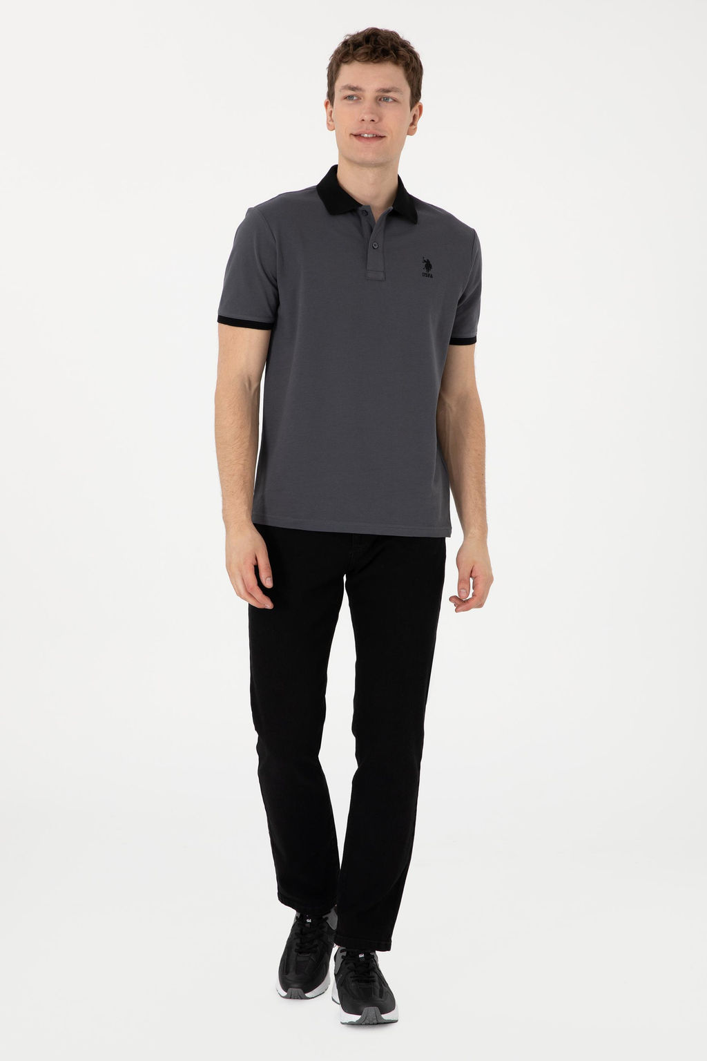 Erkek Regular Fit Polo Yaka Antrasit Basic Ti__rt Sepette S_rpriz _ndirim - U.s. polo assn фото 4