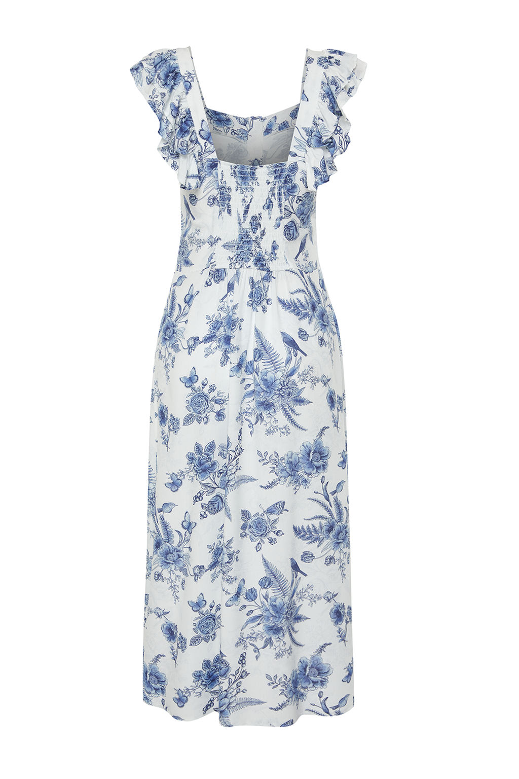 Mavi Cicek Desenli Kare Yaka Viskon Midi Dokuma Elbise TWOSS24EL00309 - Trendyolmilla фото 8